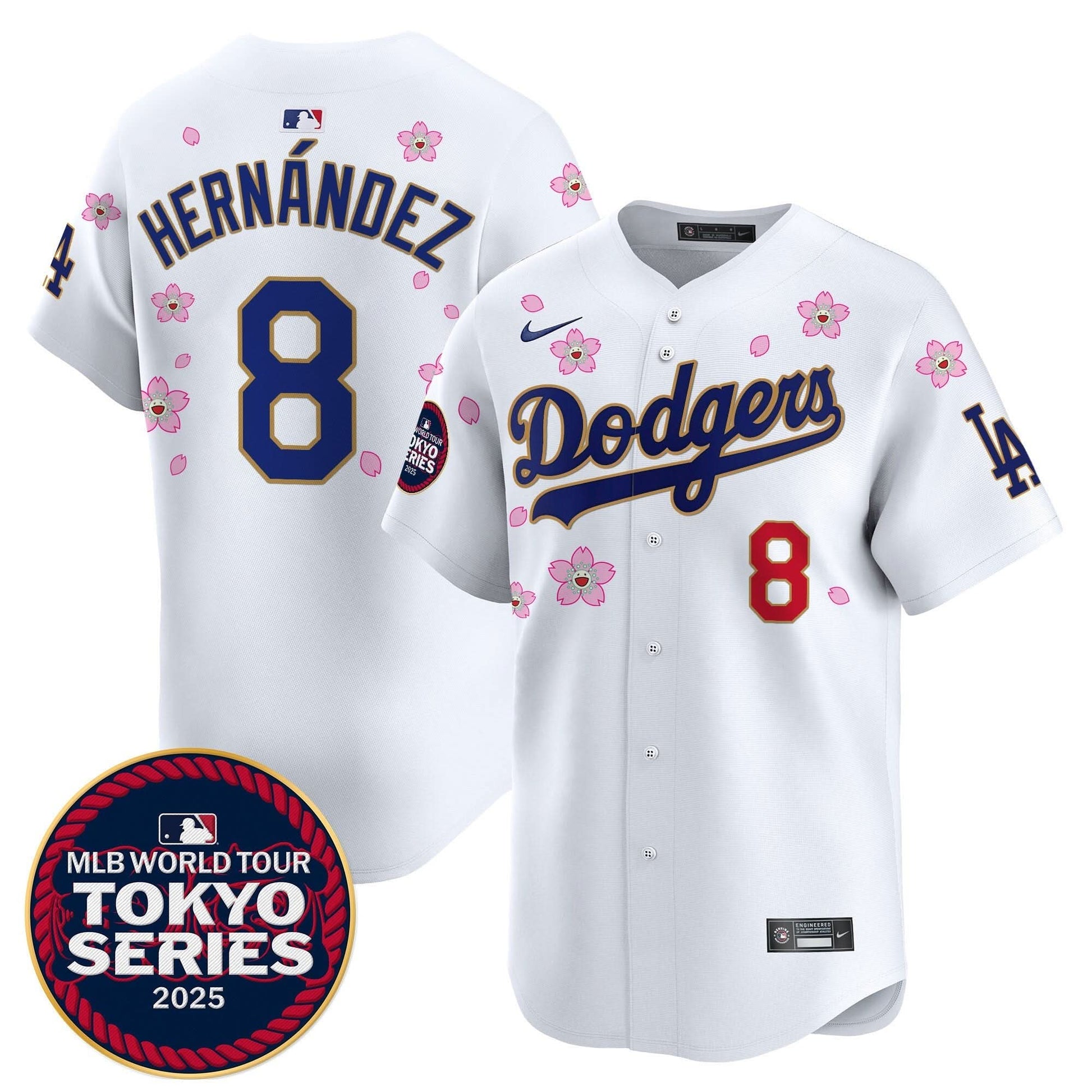 Men's Dodgers Tokyo Series 2025 Gold Trim Vapor Premier Limited Jersey V2 - Stitched