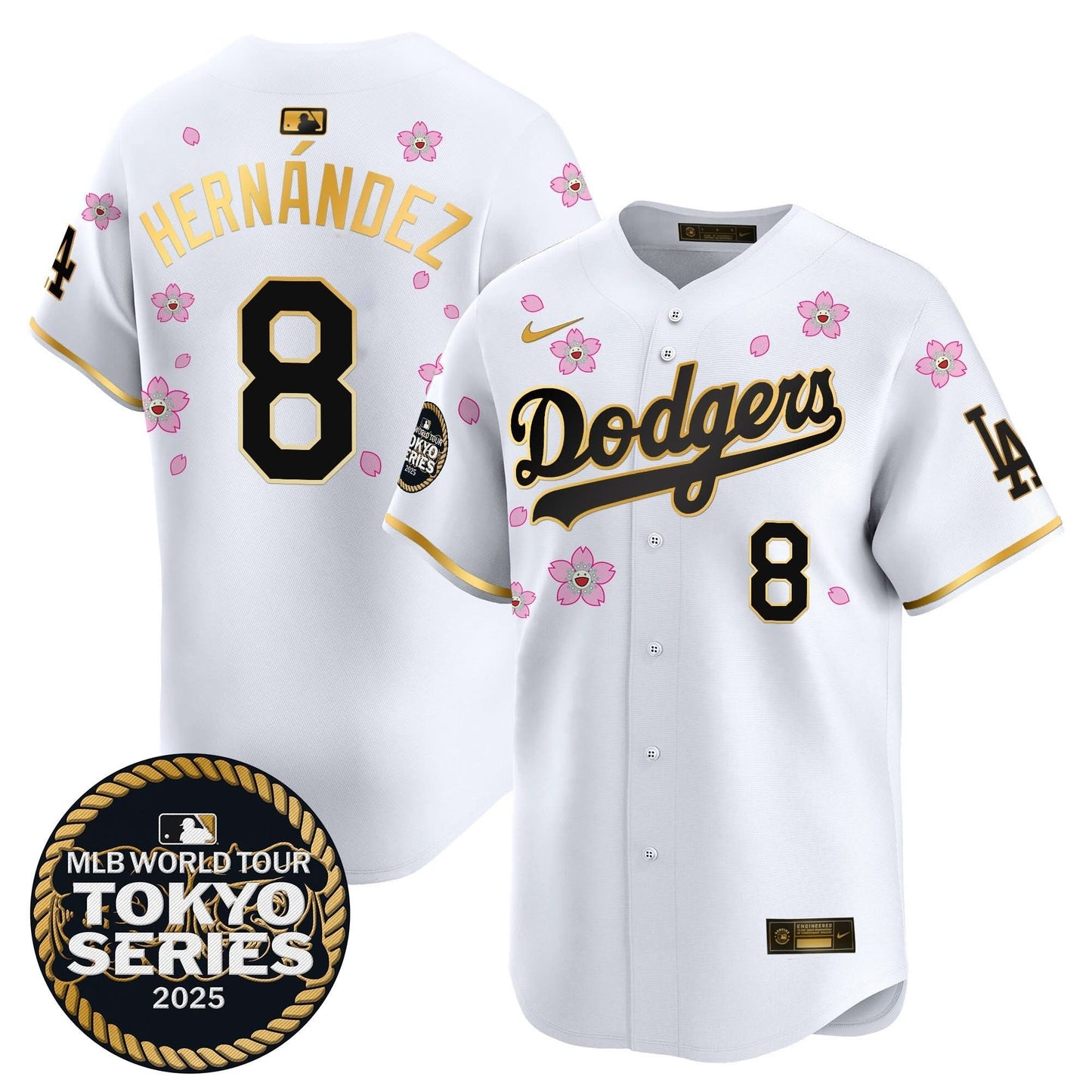 Men's Dodgers Tokyo Series 2025 Gold Trim Vapor Premier Limited Jersey V2 - Stitched