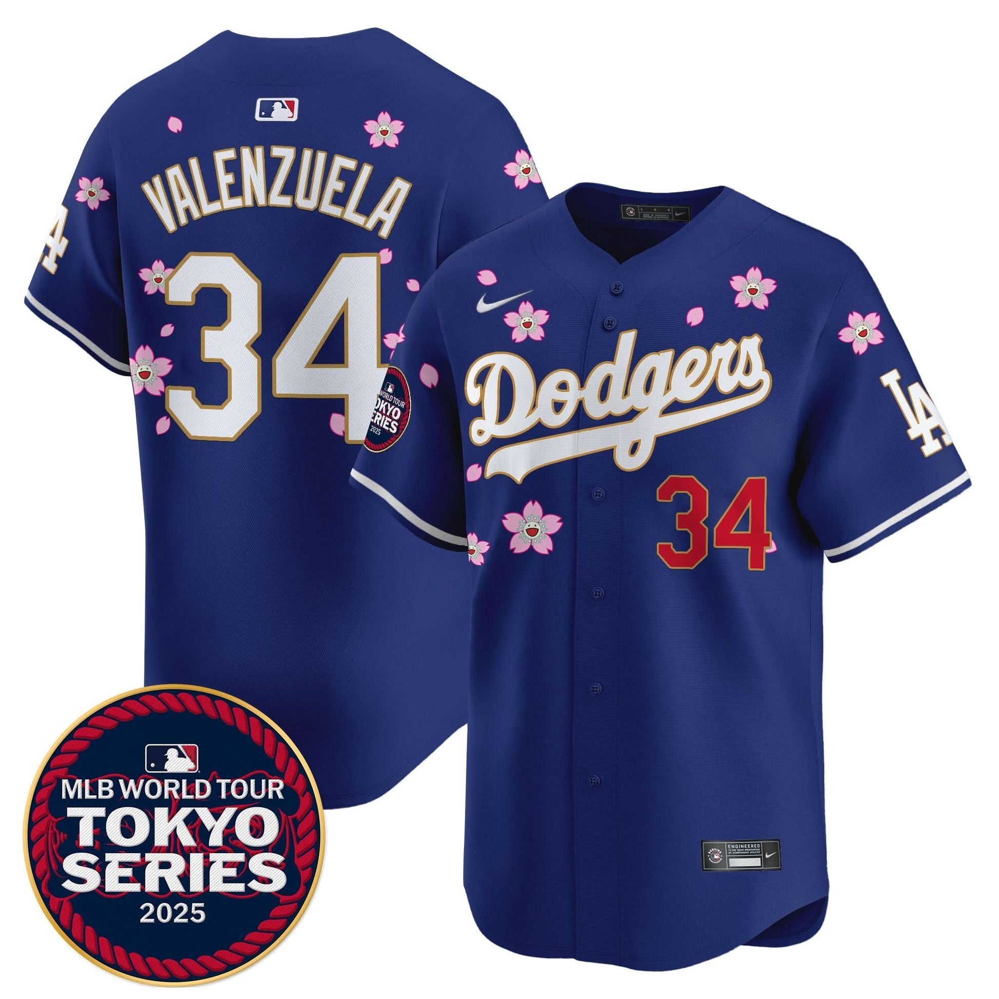 Men's Dodgers Tokyo Series 2025 Gold Trim Vapor Premier Limited Jersey V2 - Stitched