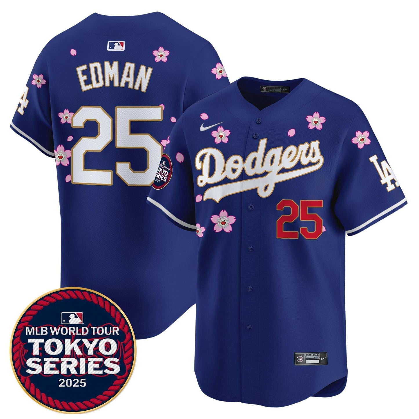 Men's Dodgers Tokyo Series 2025 Gold Trim Vapor Premier Limited Jersey V2 - Stitched