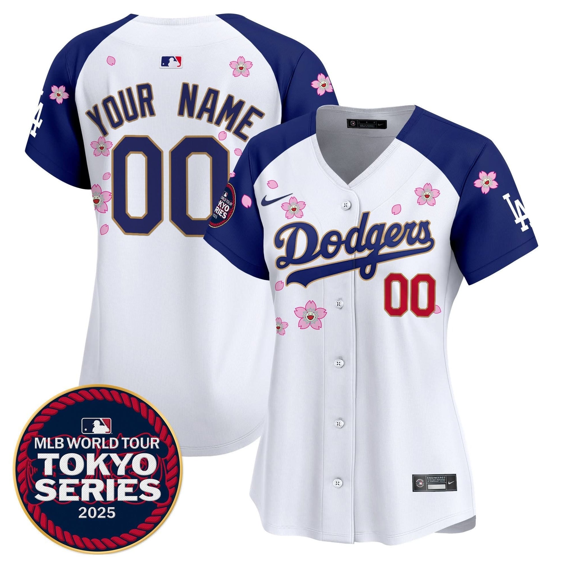 Dodgers Tokyo Series 2025 Gold Trim Vapor Premier Limited Custom Jersey - Stitched