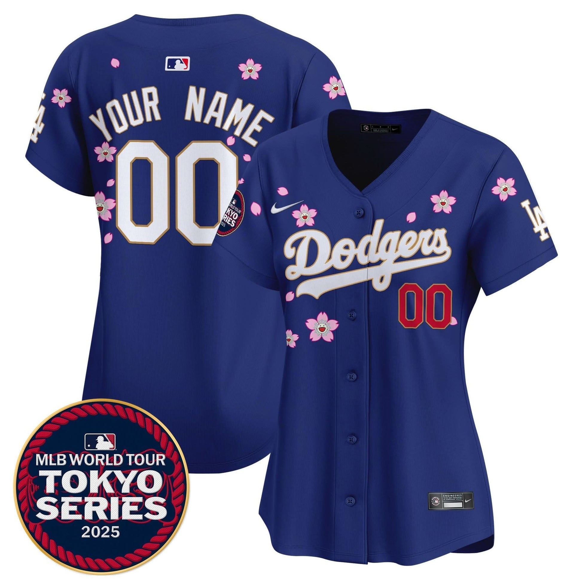 Dodgers Tokyo Series 2025 Gold Trim Vapor Premier Limited Custom Jersey - Stitched