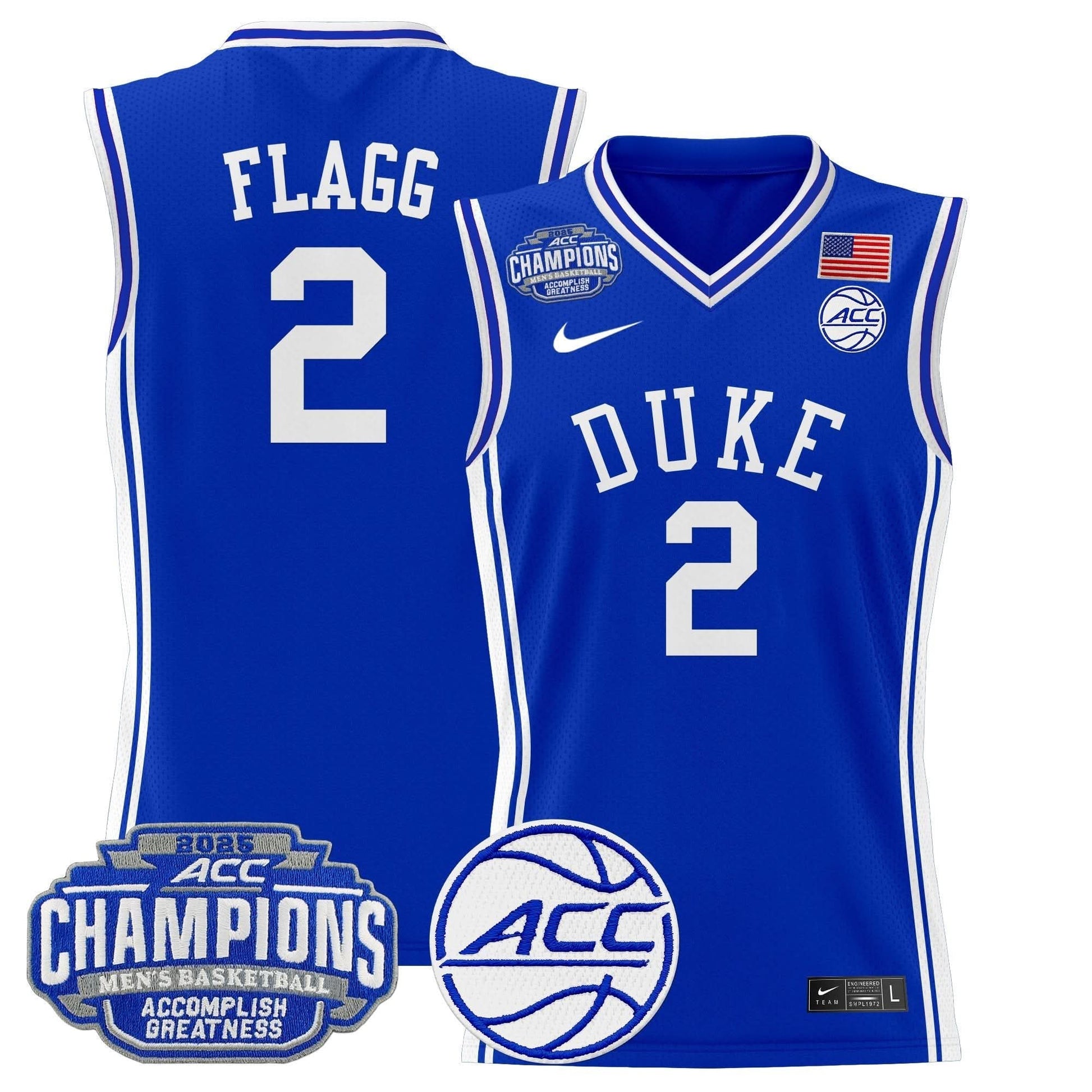 Men's Duke Blue Devils 2025 ACC Conference Tournament Champions Basketball Jersey - All Stitched