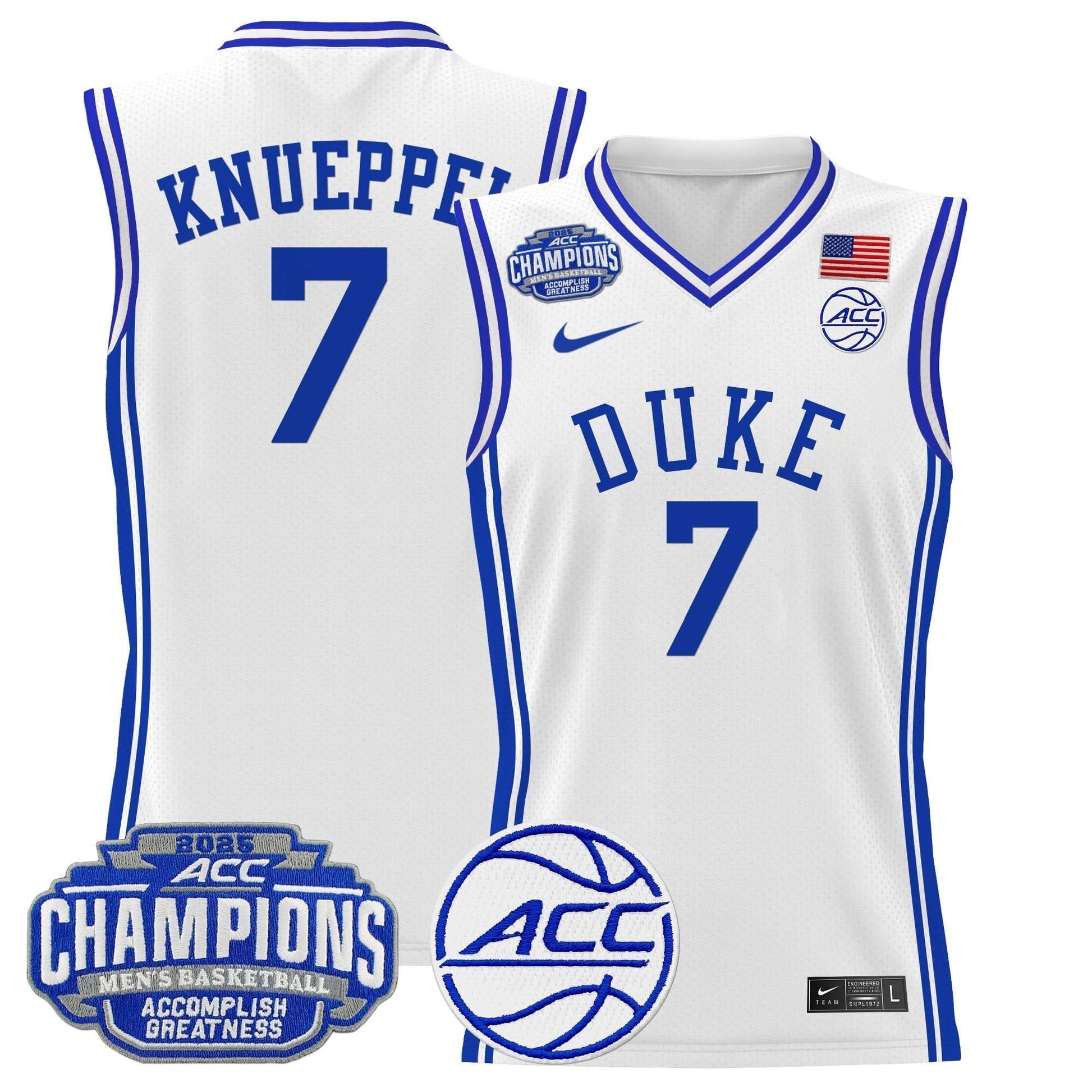 Men's Duke Blue Devils 2025 ACC Conference Tournament Champions Basketball Jersey - All Stitched