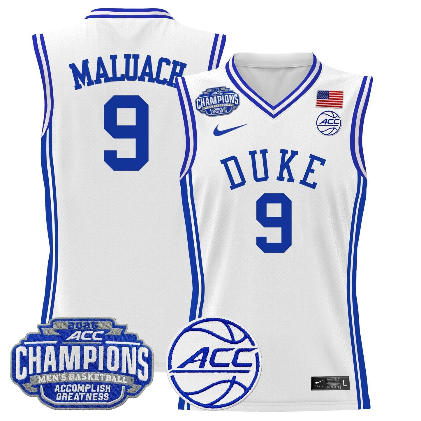 Men's Duke Blue Devils 2025 ACC Conference Tournament Champions Basketball Jersey - All Stitched