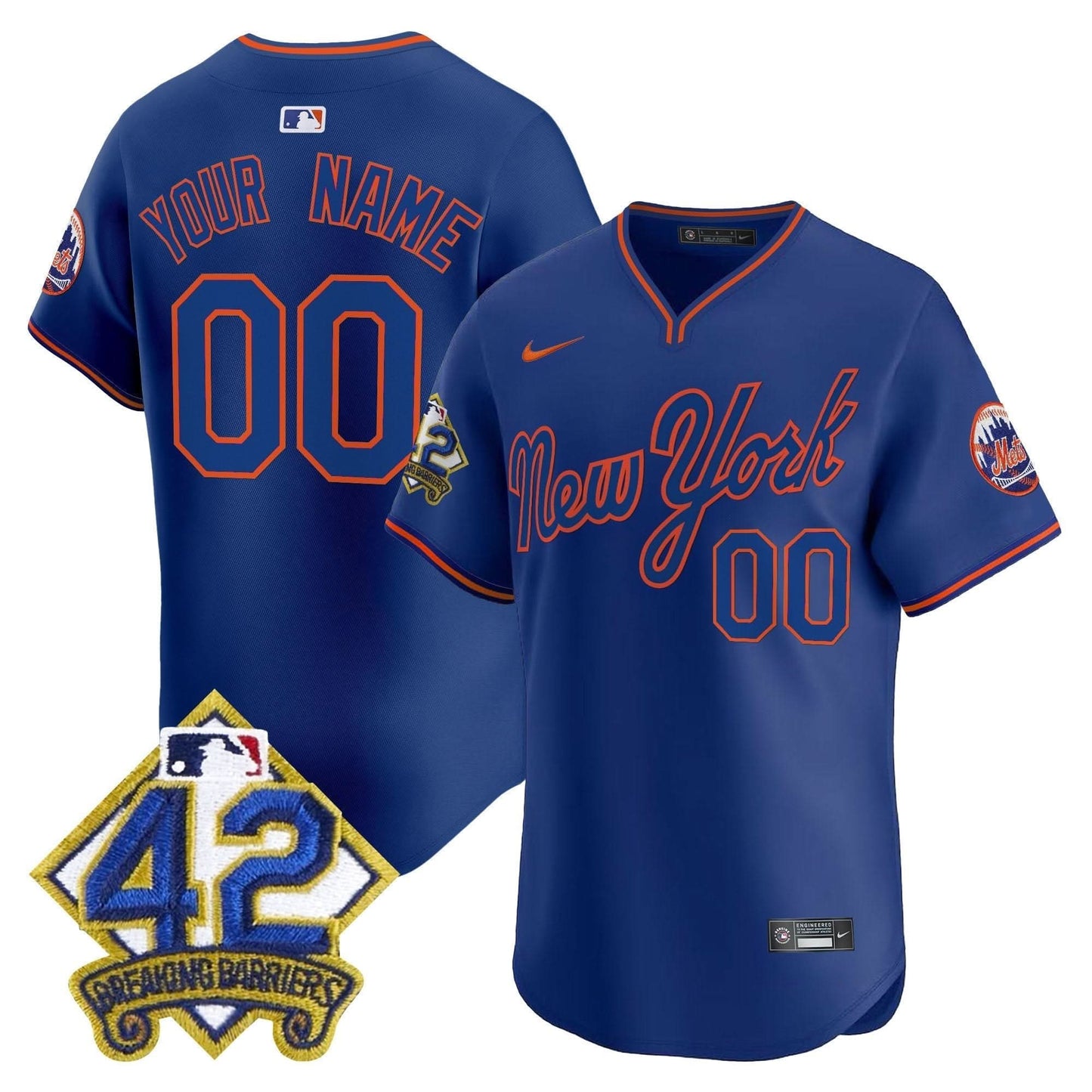 New York Mets 2025 Jackie Robinson Patch Road Alternate Custom Jersey – All Stitched