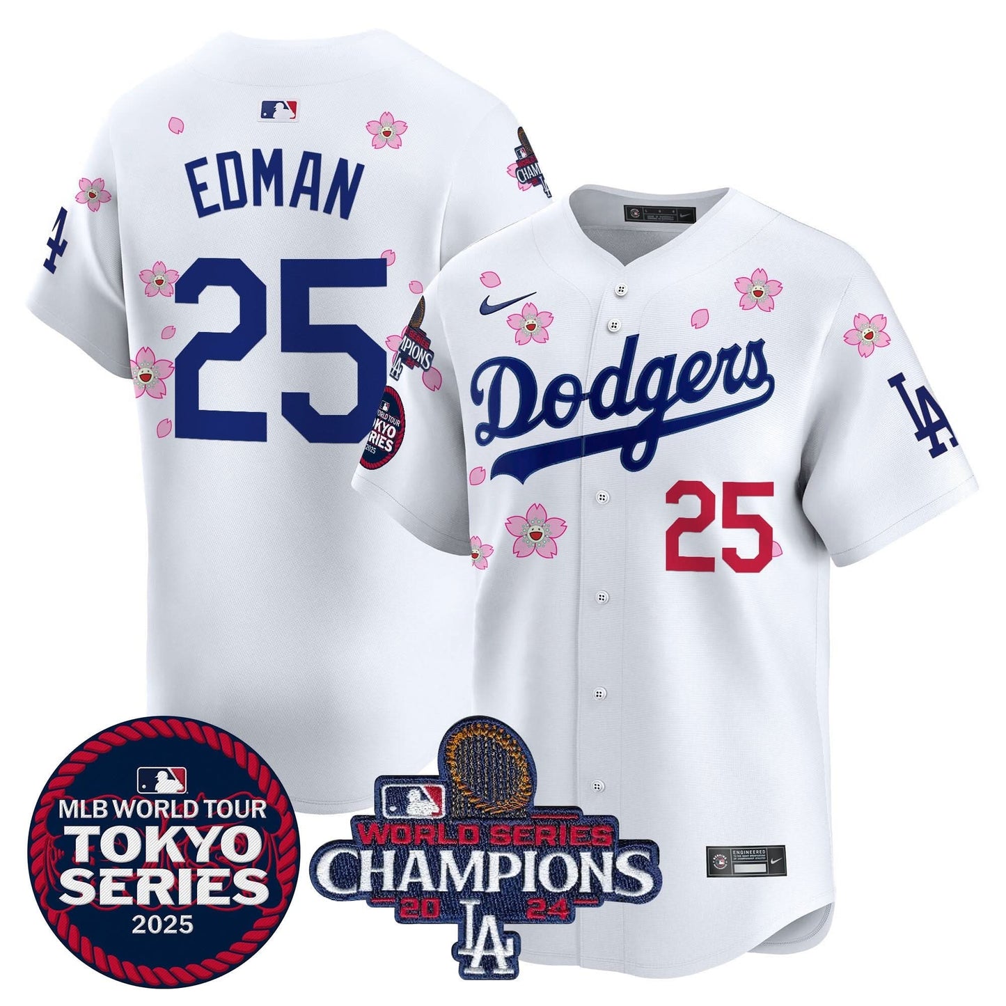 Men's Dodgers Tokyo Series 2025 World Series Champions Patch Vapor Premier Limited Jersey - Stitched