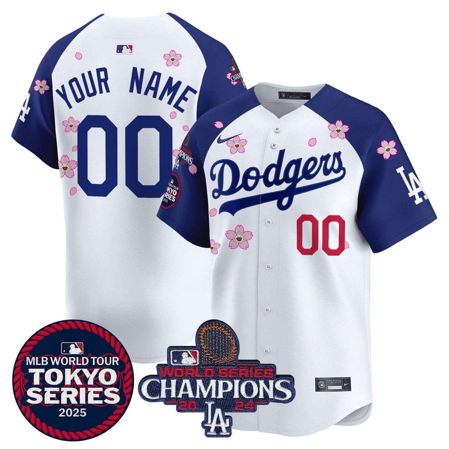 Dodgers Tokyo Series 2025 World Series Champions Patch Vapor Premier Limited Custom Jersey - Stitched