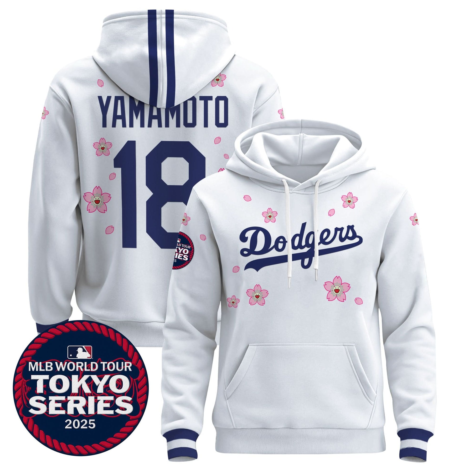 Men's Dodgers Tokyo Series 2025 Pullover Hoodie V2 - Stitched