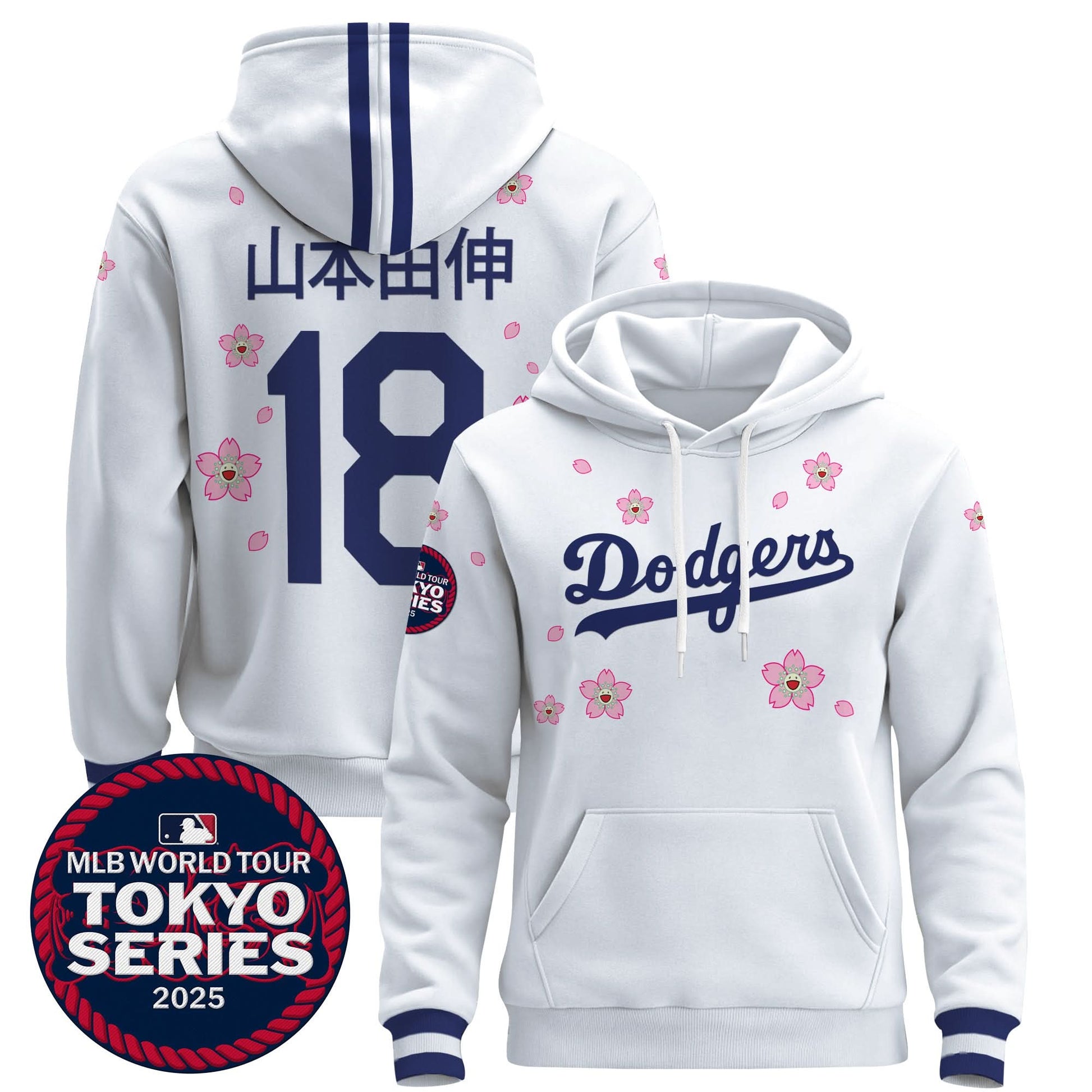 Men's Dodgers Tokyo Series 2025 Pullover Hoodie V2 - Stitched