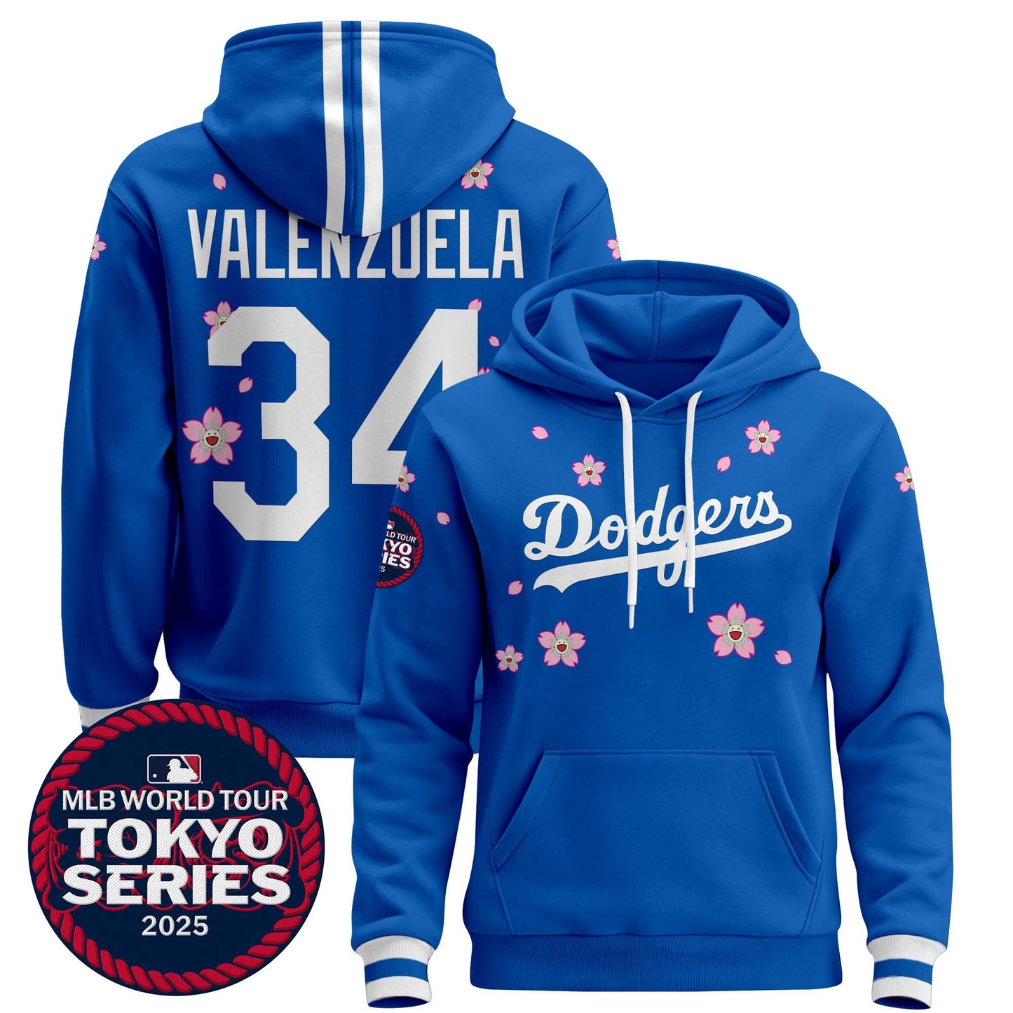 Men's Dodgers Tokyo Series 2025 Pullover Hoodie V2 - Stitched