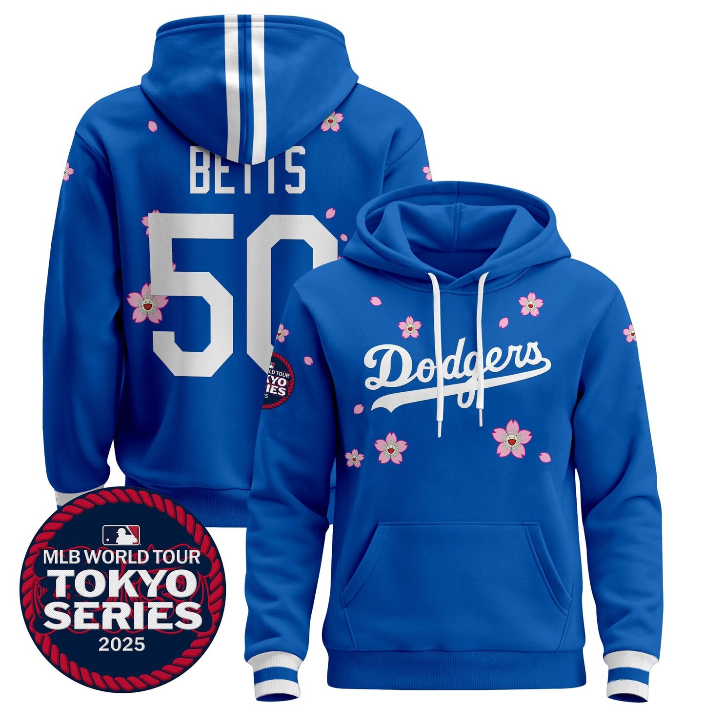 Men's Dodgers Tokyo Series 2025 Pullover Hoodie V2 - Stitched