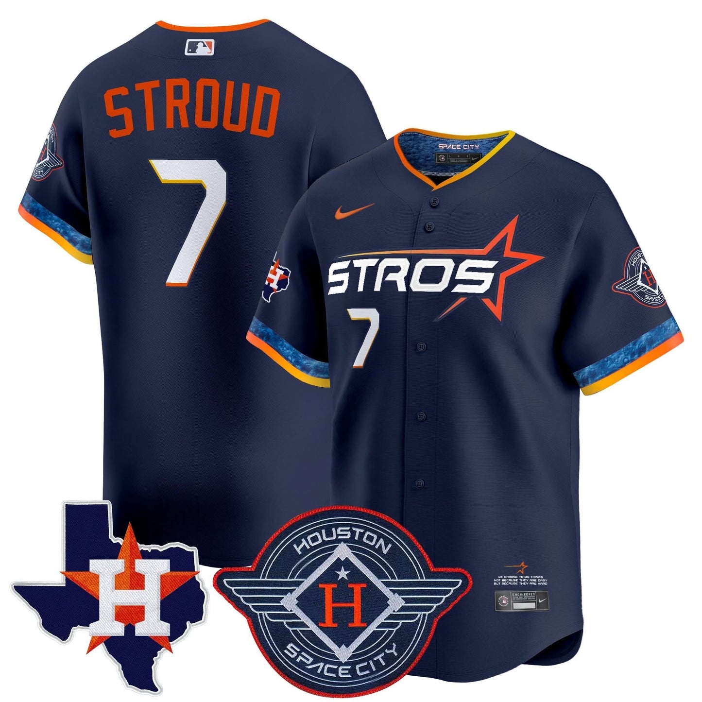 Men's Houston Astros 2025 City Connect Texas Patch Vapor Premier Limited Jersey - All Stitched