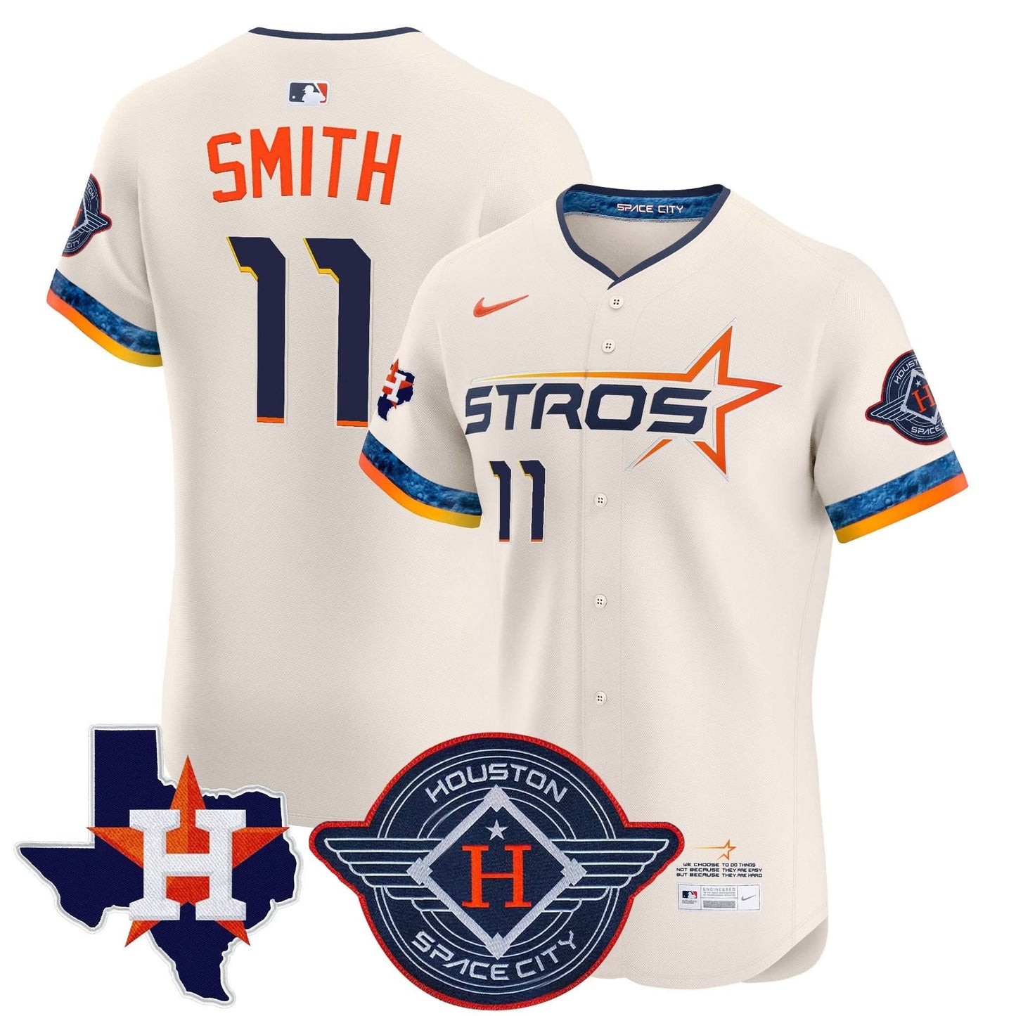 Men's Houston Astros 2025 City Connect Texas Patch Vapor Premier Elite Jersey - All Stitched