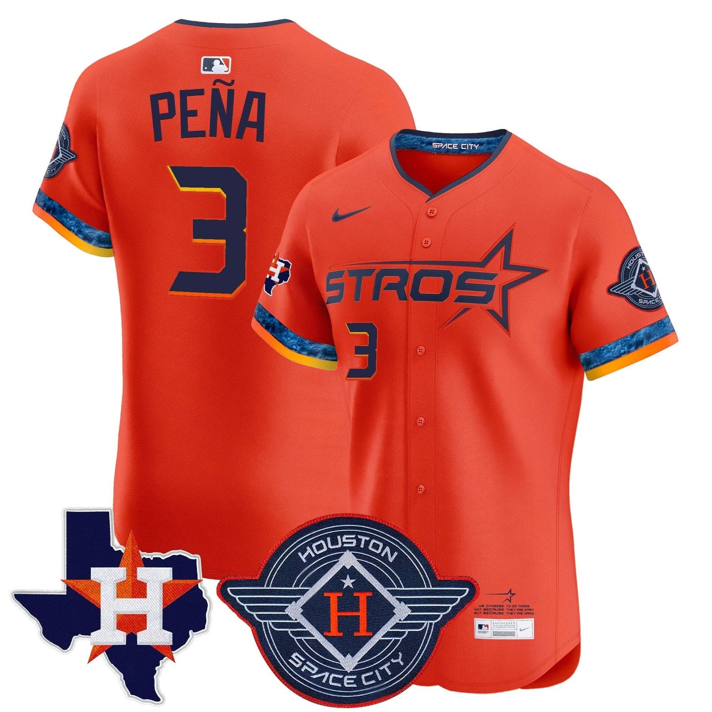 Men's Houston Astros 2025 City Connect Texas Patch Vapor Premier Elite Jersey - All Stitched