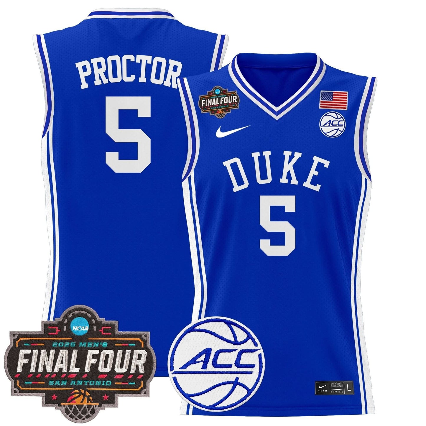 Men's Duke Blue Devils 2025 Final Four Patch Basketball Jersey - All Stitched