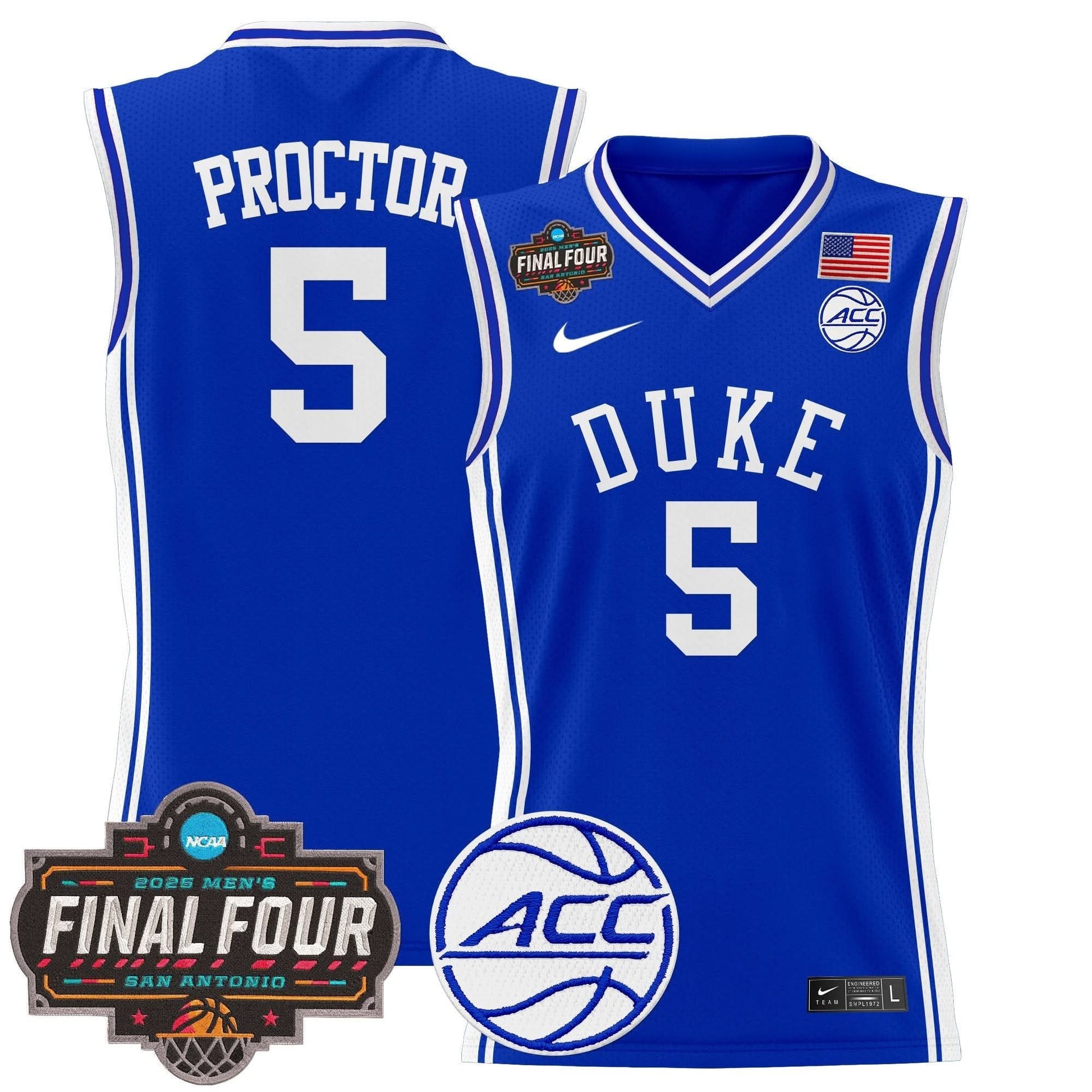 Men's Duke Blue Devils 2025 Final Four Patch Basketball Jersey - All Stitched