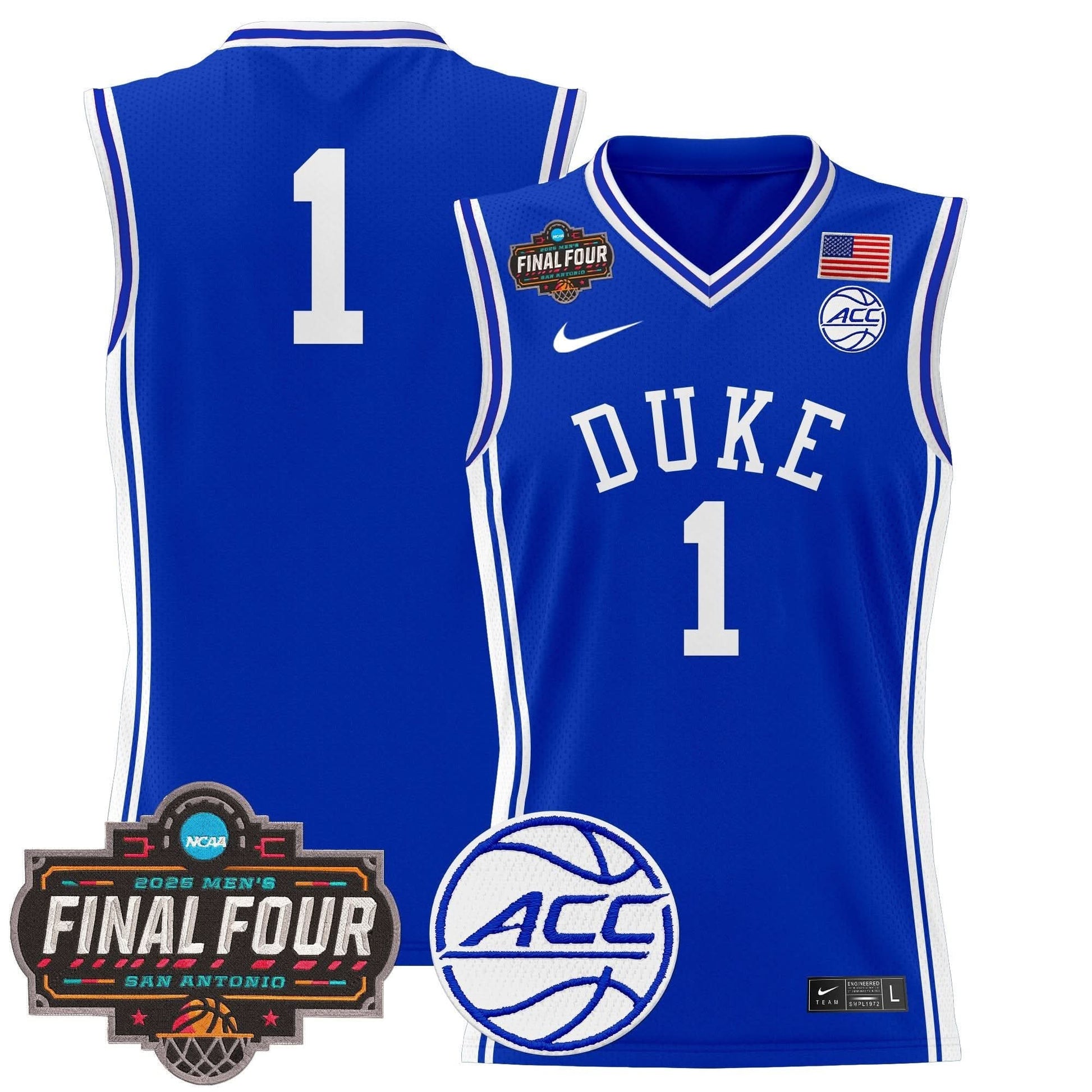 Men's Duke Blue Devils 2025 Final Four Patch Basketball Jersey - All Stitched