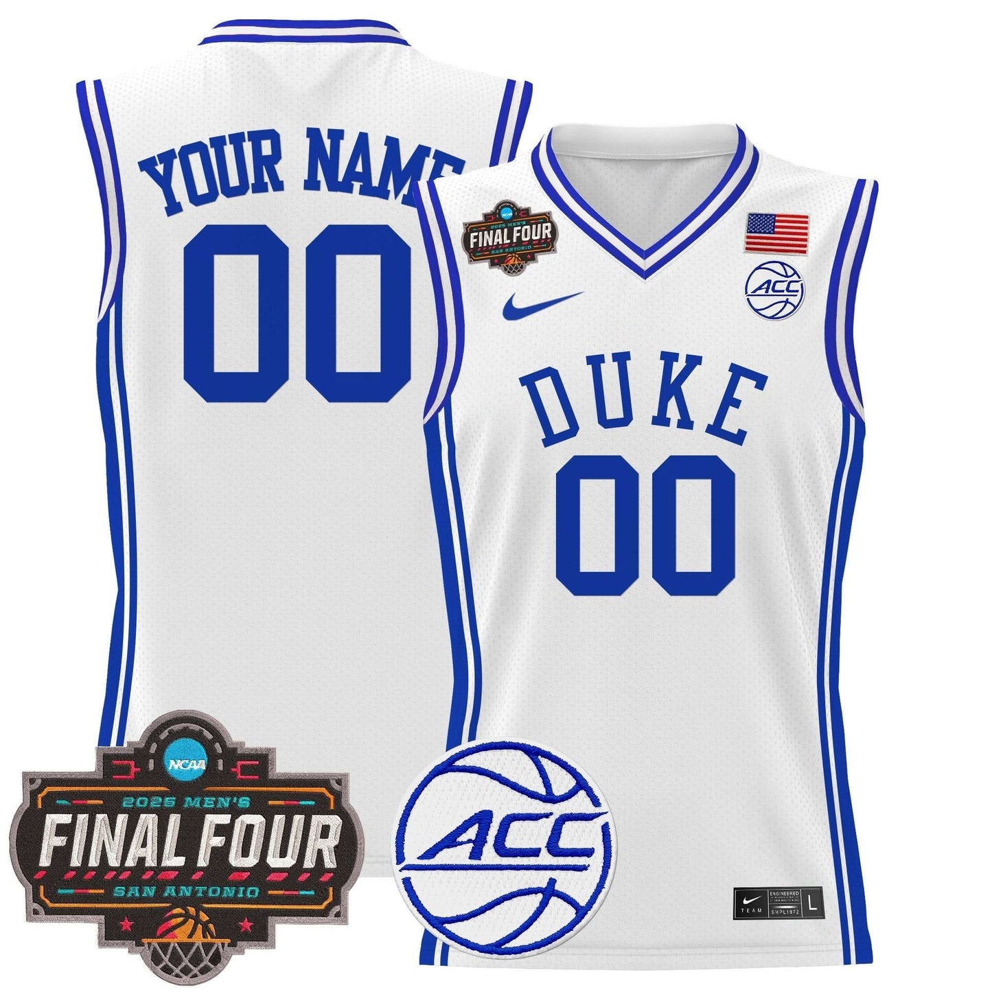 Duke Blue Devils 2025 Final Four Patch Basketball Custom Jersey - All Stitched