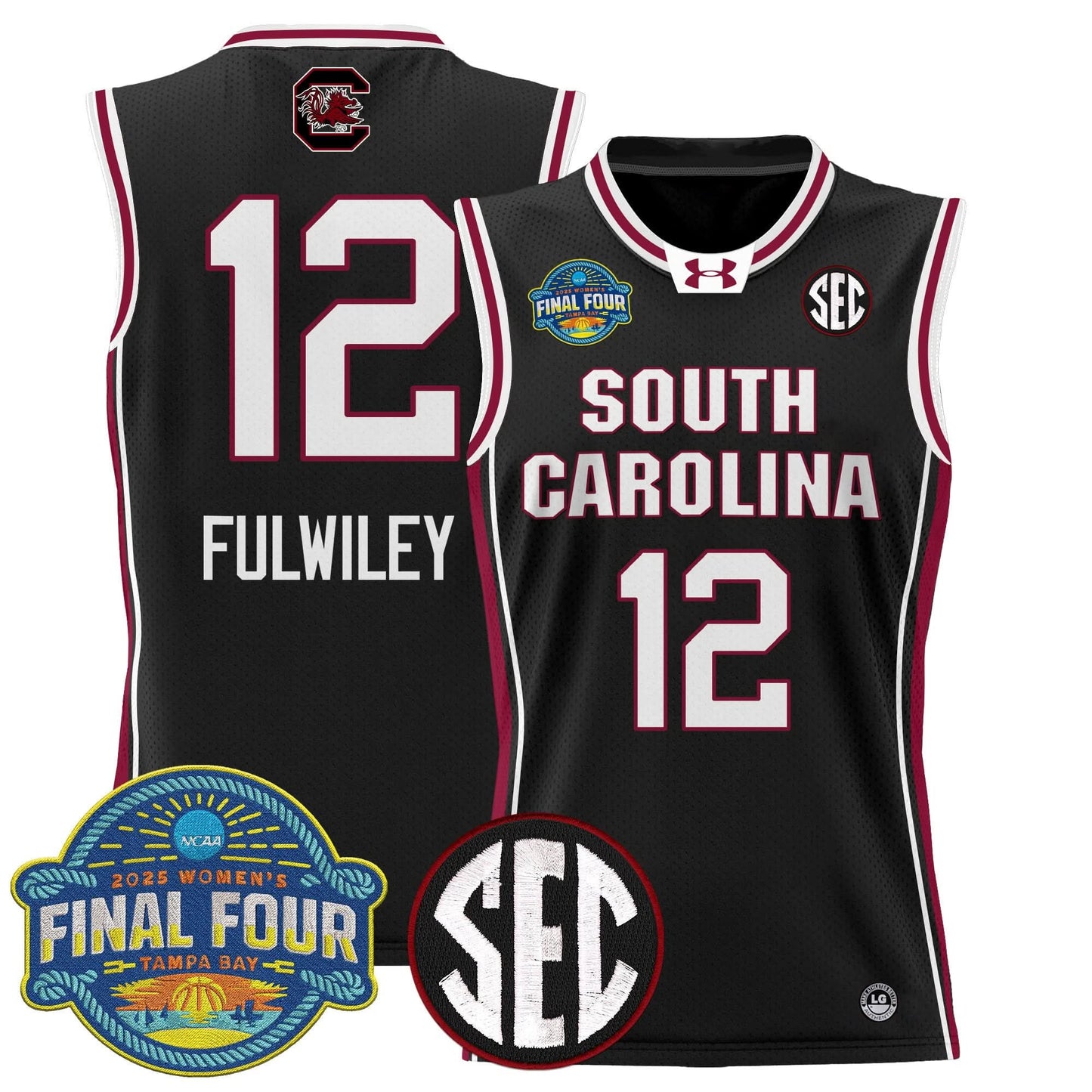 Men's Size - South Carolina Gamecocks 2025 Sec Women's Final Four Patch Lightweight Basketball Jersey - All Stitched