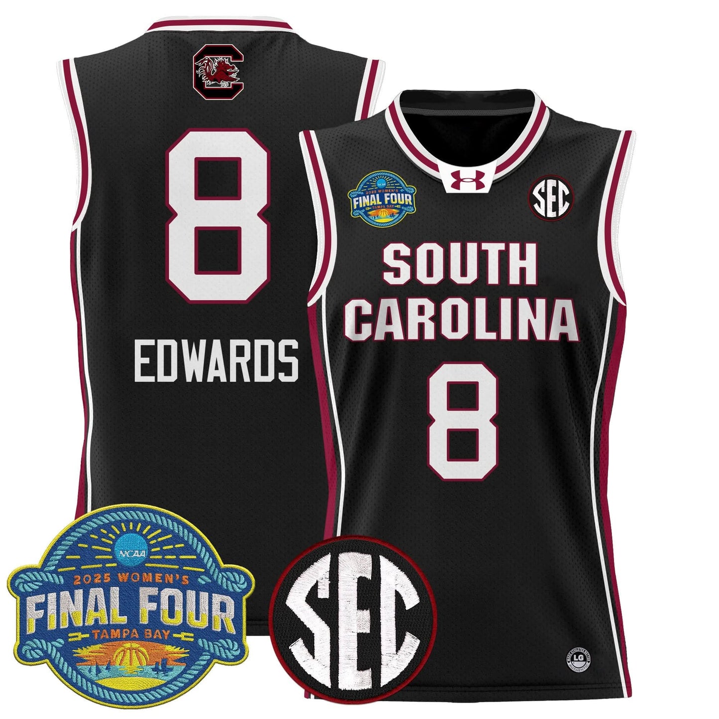 Men's Size - South Carolina Gamecocks 2025 Sec Women's Final Four Patch Lightweight Basketball Jersey - All Stitched
