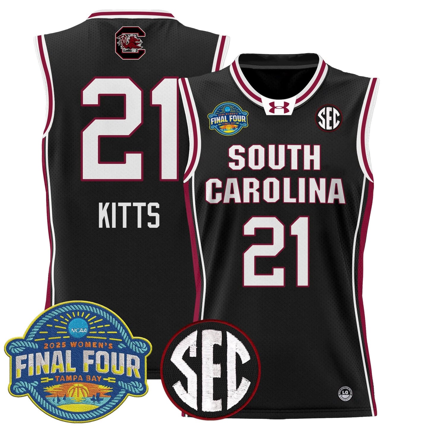 Men's Size - South Carolina Gamecocks 2025 Sec Women's Final Four Patch Lightweight Basketball Jersey - All Stitched