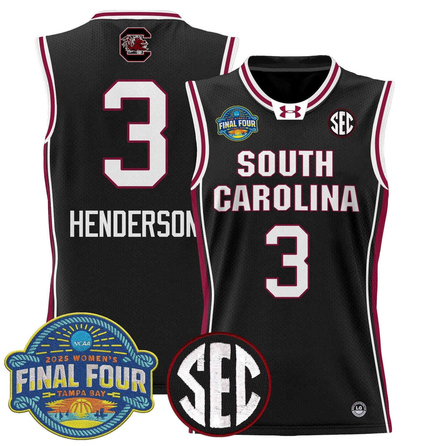 Men's Size - South Carolina Gamecocks 2025 Sec Women's Final Four Patch Lightweight Basketball Jersey - All Stitched