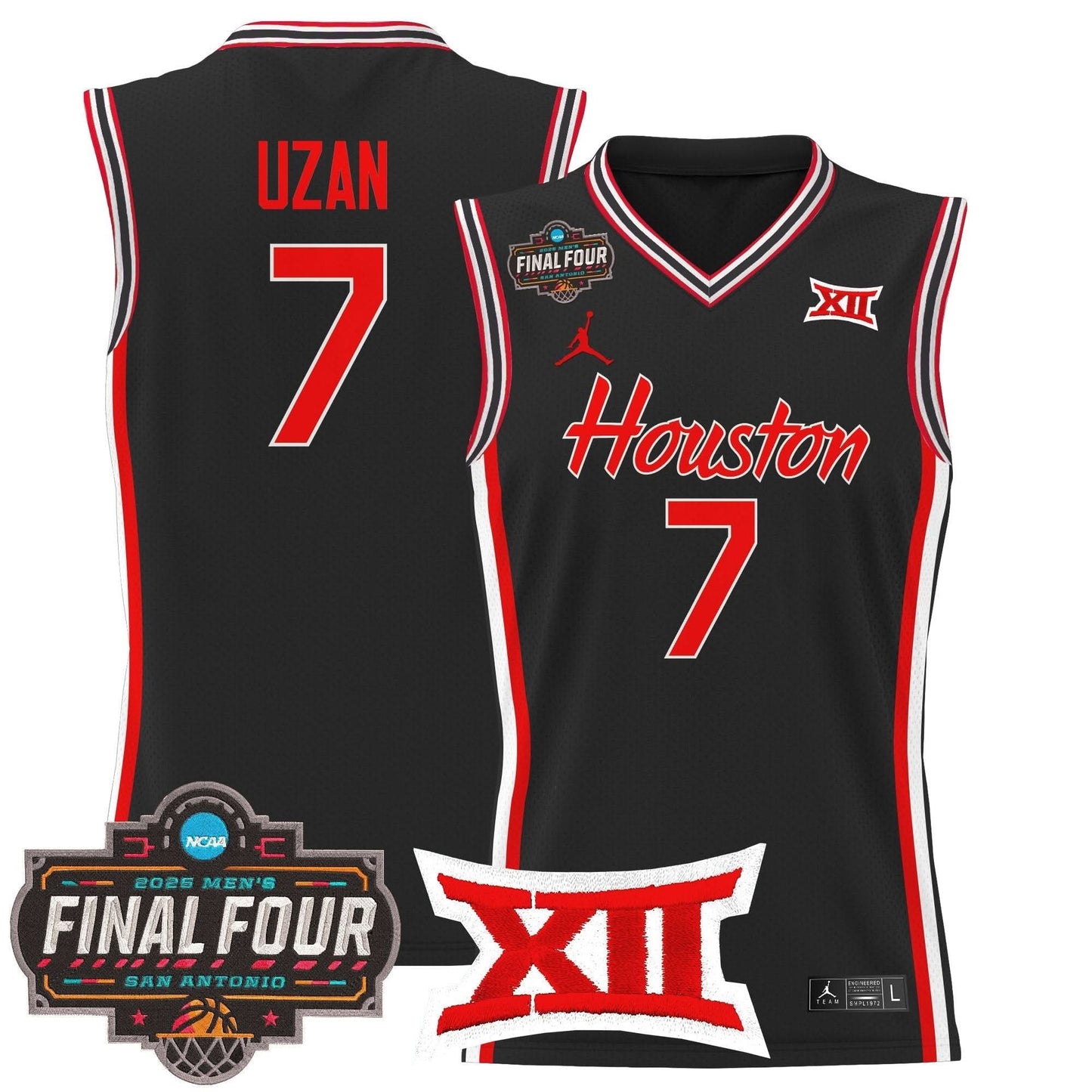 Men's Houston Cougars 2025 Final Four Patch Basketball Jersey - All Stitched
