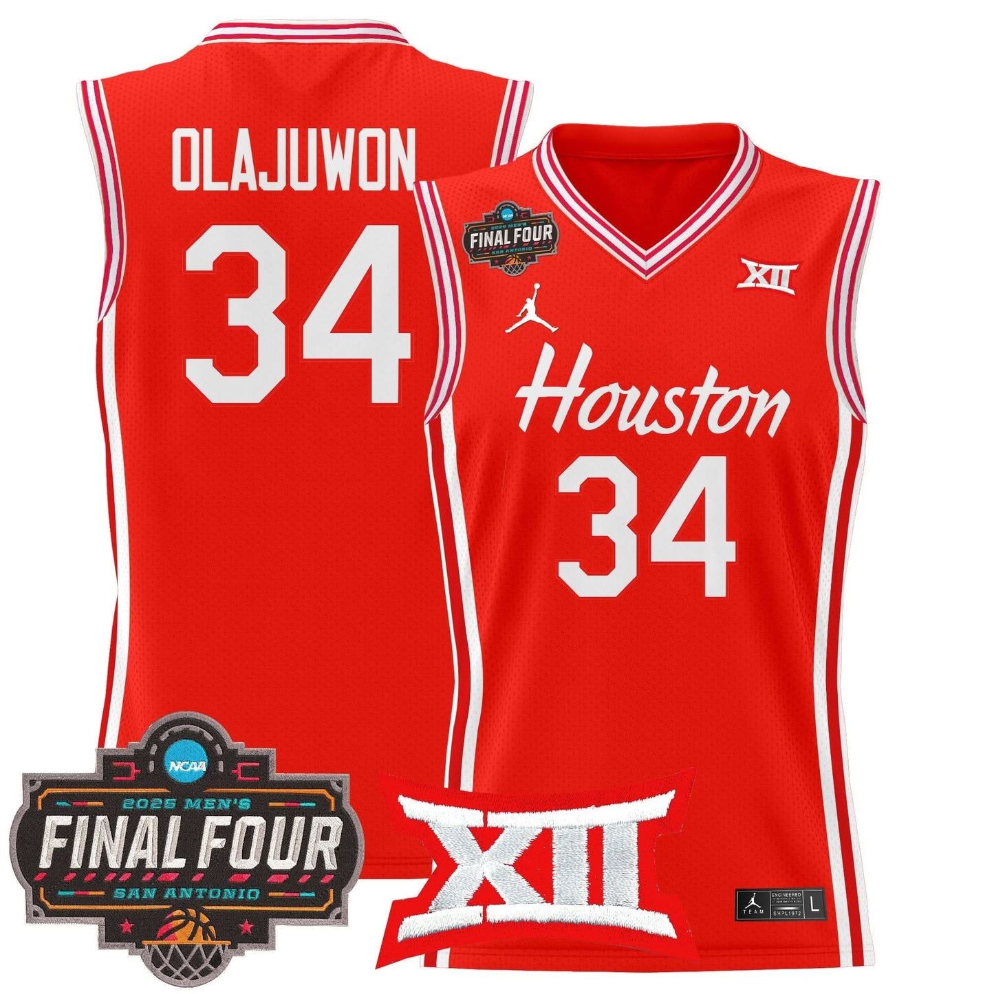 Men's Houston Cougars 2025 Final Four Patch Basketball Jersey - All Stitched