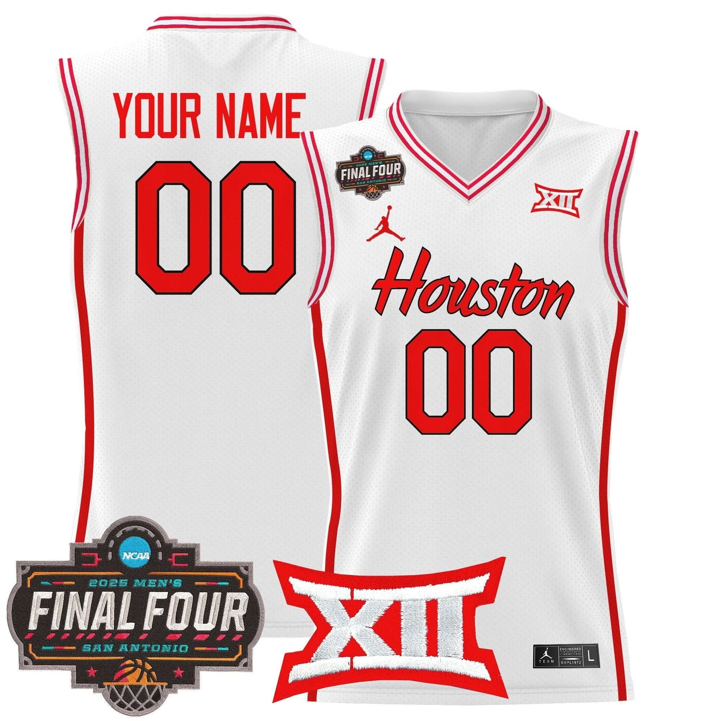 Houston Cougars 2025 Final Four Patch Basketball Custom Jersey - All Stitched