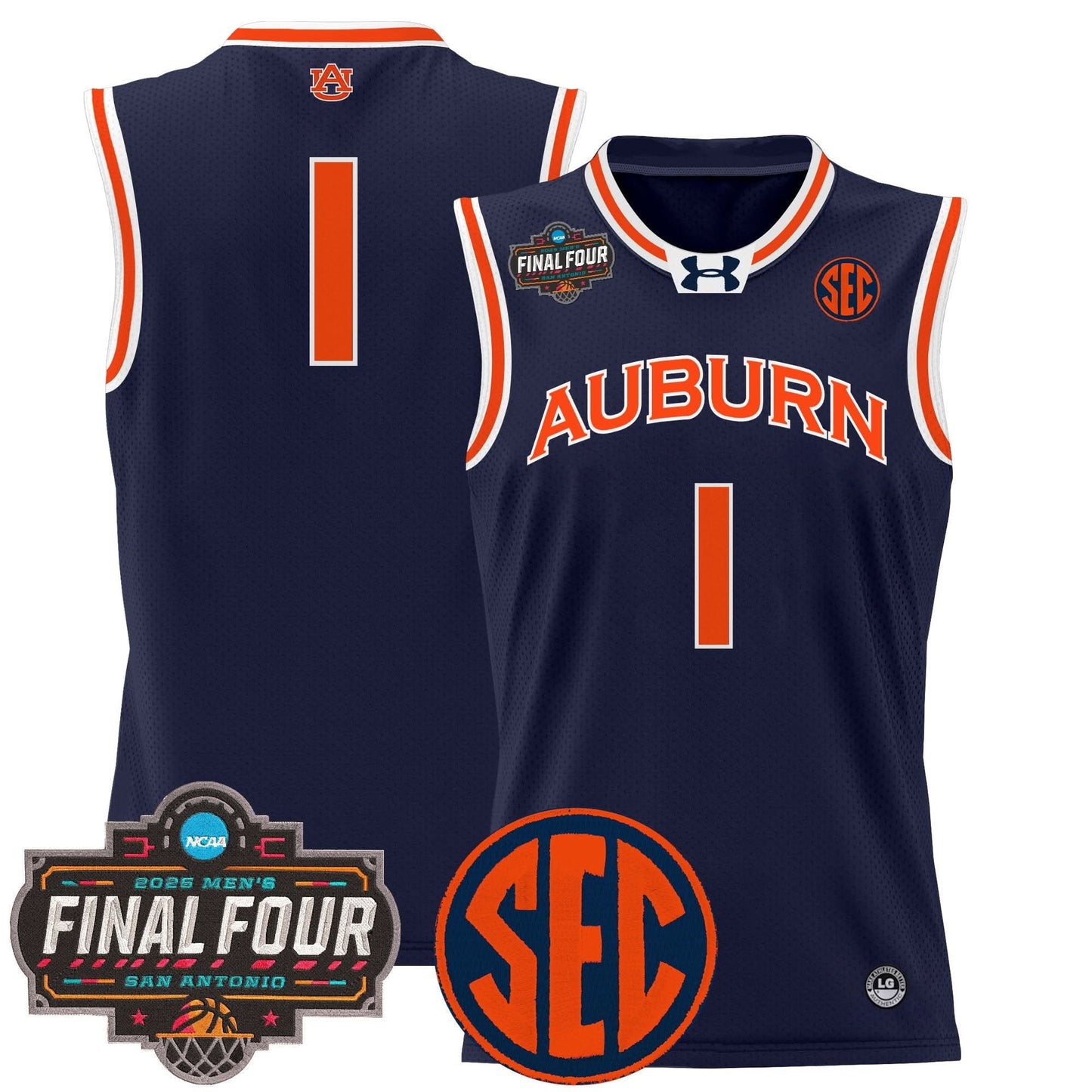 Men's Auburn Tigers 2025 Final Four Patch Lightweight Basketball Jersey - All Stitched