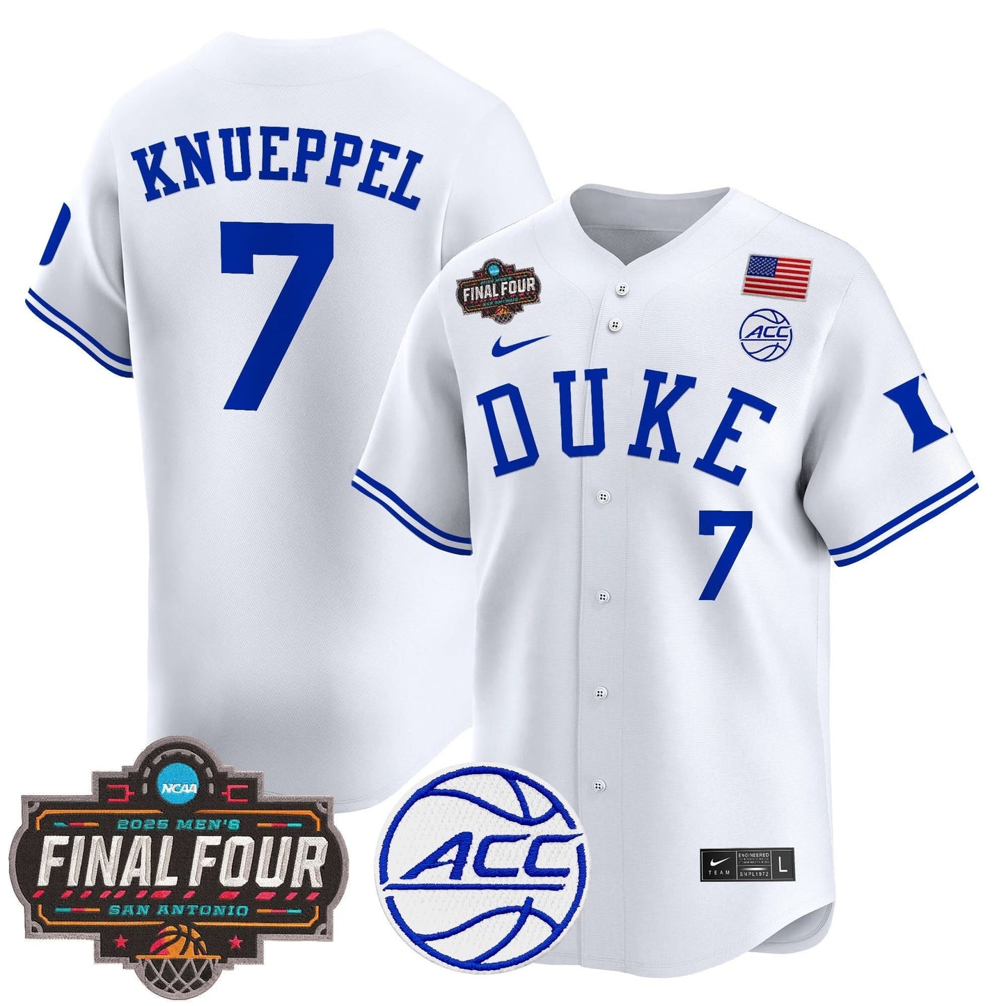 Men's Duke Blue Devils 2025 Final Four Patch Vapor Baseball Jersey - All Stitched