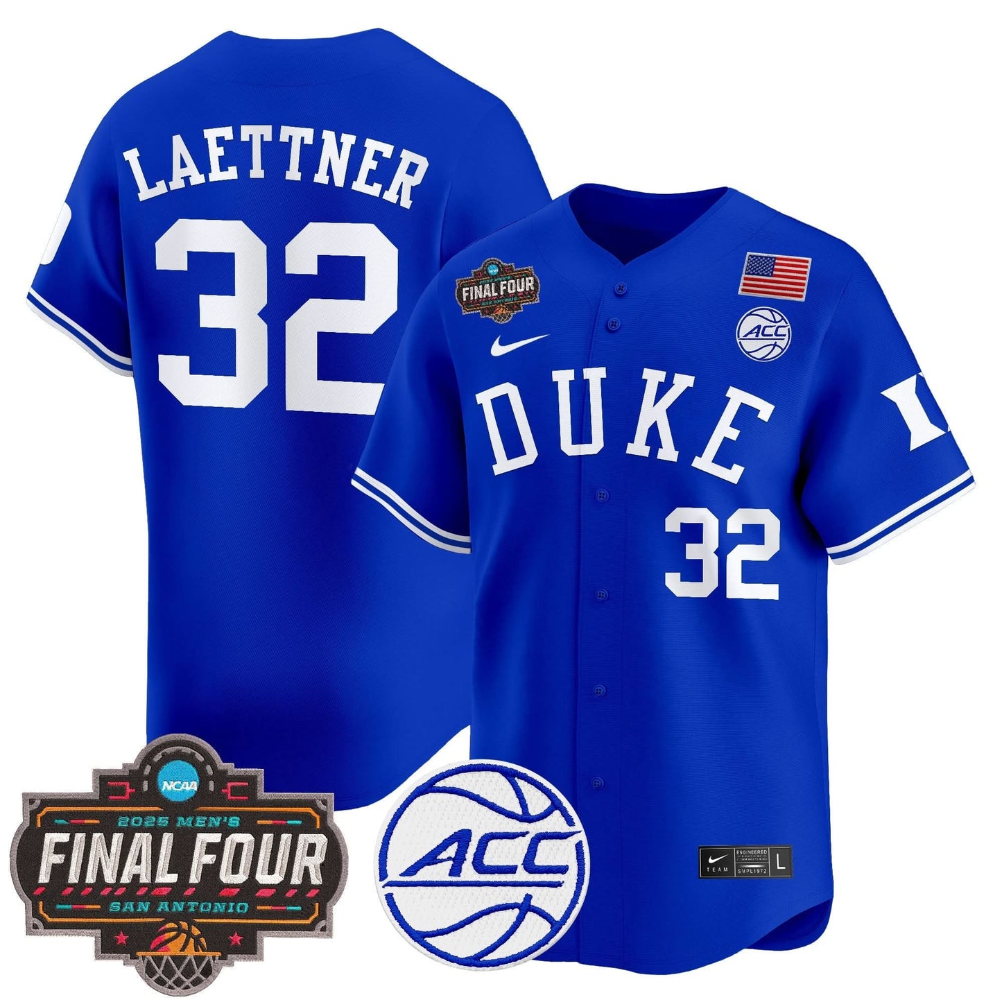 Men's Duke Blue Devils 2025 Final Four Patch Vapor Baseball Jersey - All Stitched