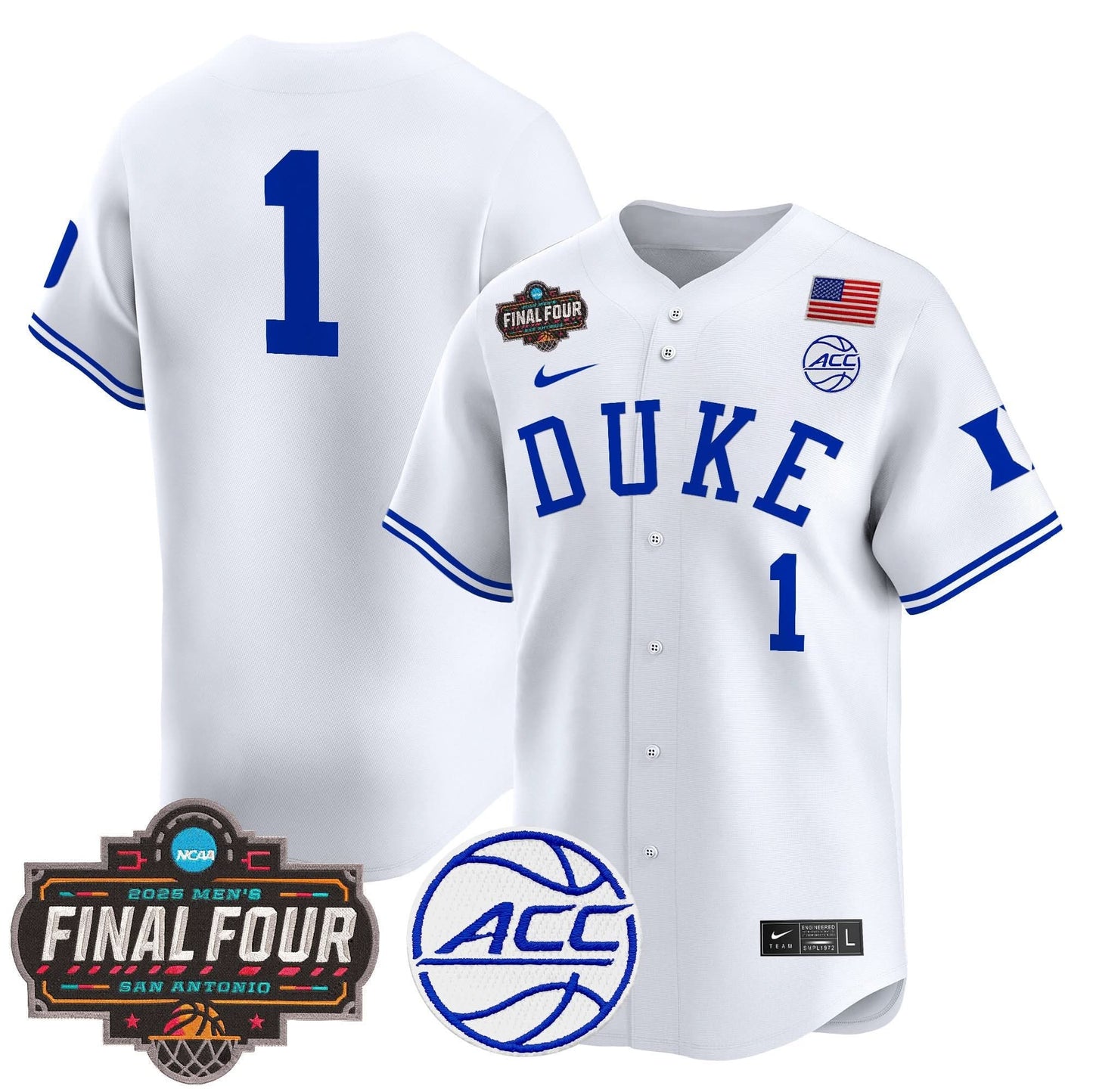 Men's Duke Blue Devils 2025 Final Four Patch Vapor Baseball Jersey - All Stitched