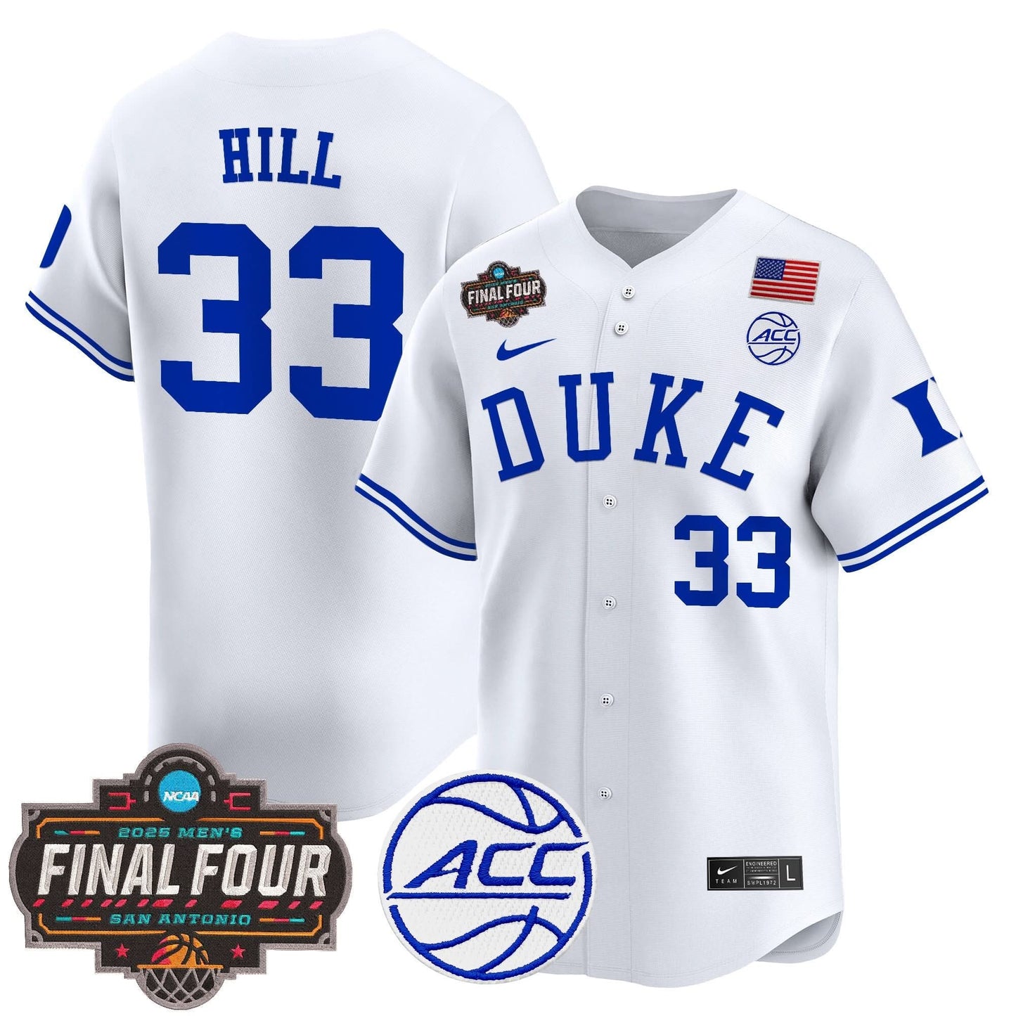 Men's Duke Blue Devils 2025 Final Four Patch Vapor Baseball Jersey - All Stitched
