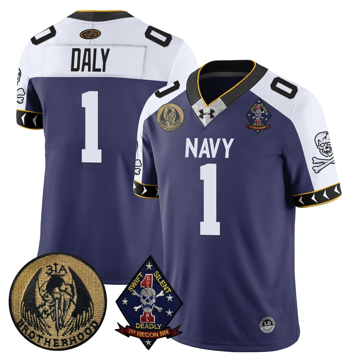 Men's Navy Midshipmen Lacrosse Jolly Rogers Vapor Limited Jersey - All Stitched