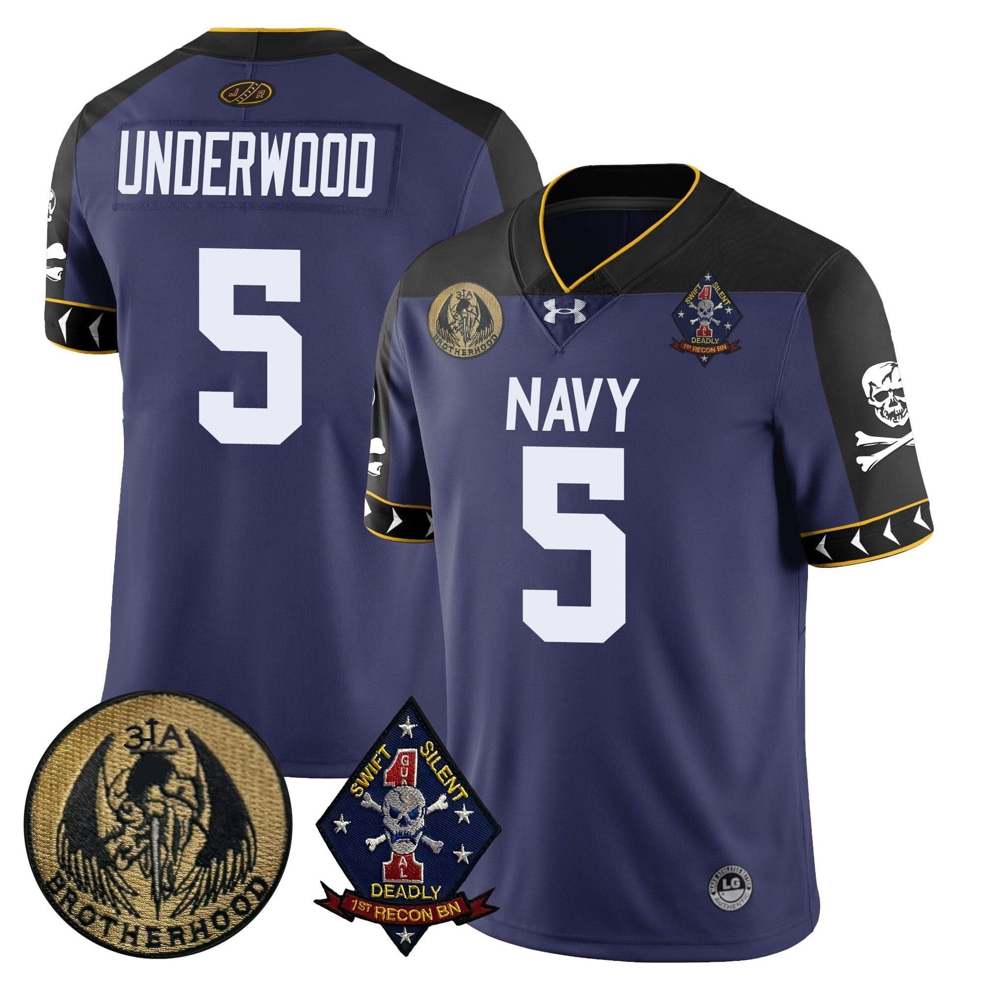 Men's Navy Midshipmen Lacrosse Jolly Rogers Vapor Limited Jersey - All Stitched