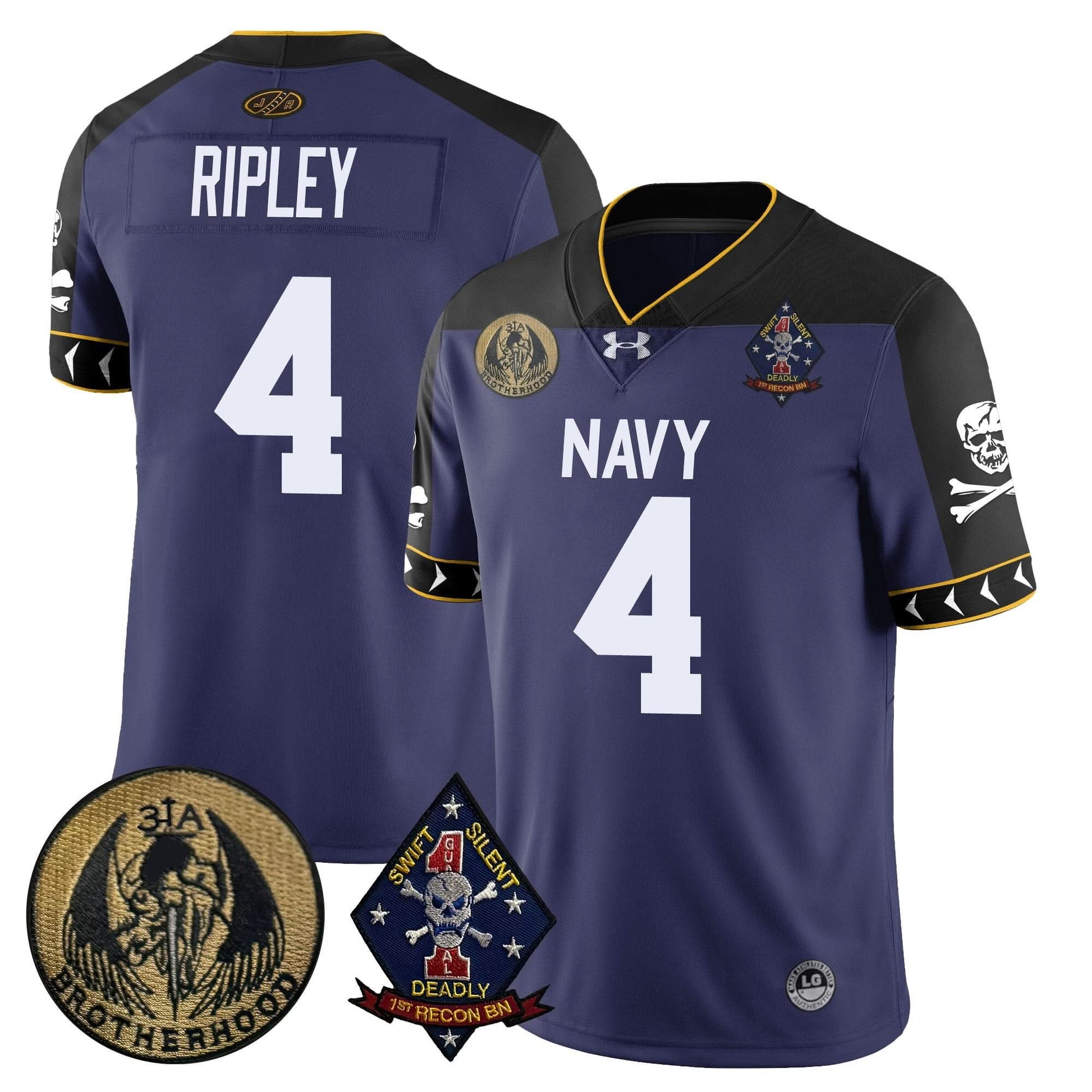 Men's Navy Midshipmen Lacrosse Jolly Rogers Vapor Limited Jersey - All Stitched