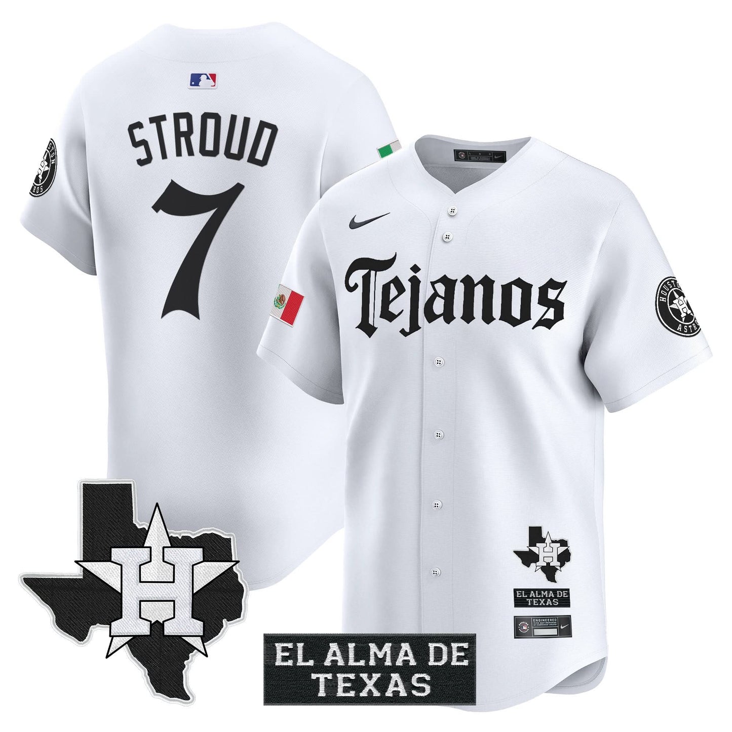 Men's Houston Astros Mexico Tejano Barrio Style Vapor Premier Limited Jersey - All Stitched
