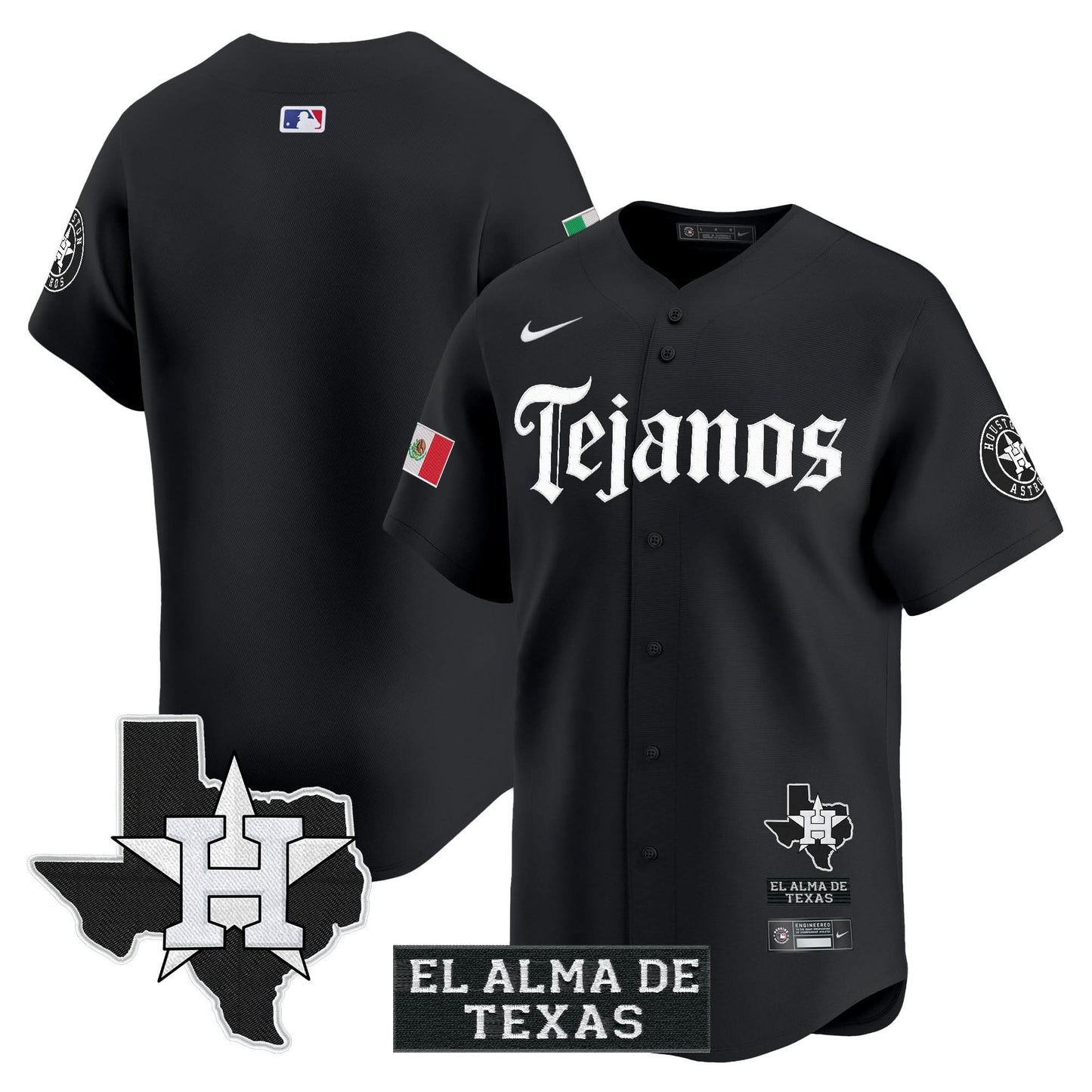 Men's Houston Astros Mexico Tejano Barrio Style Vapor Premier Limited Jersey - All Stitched