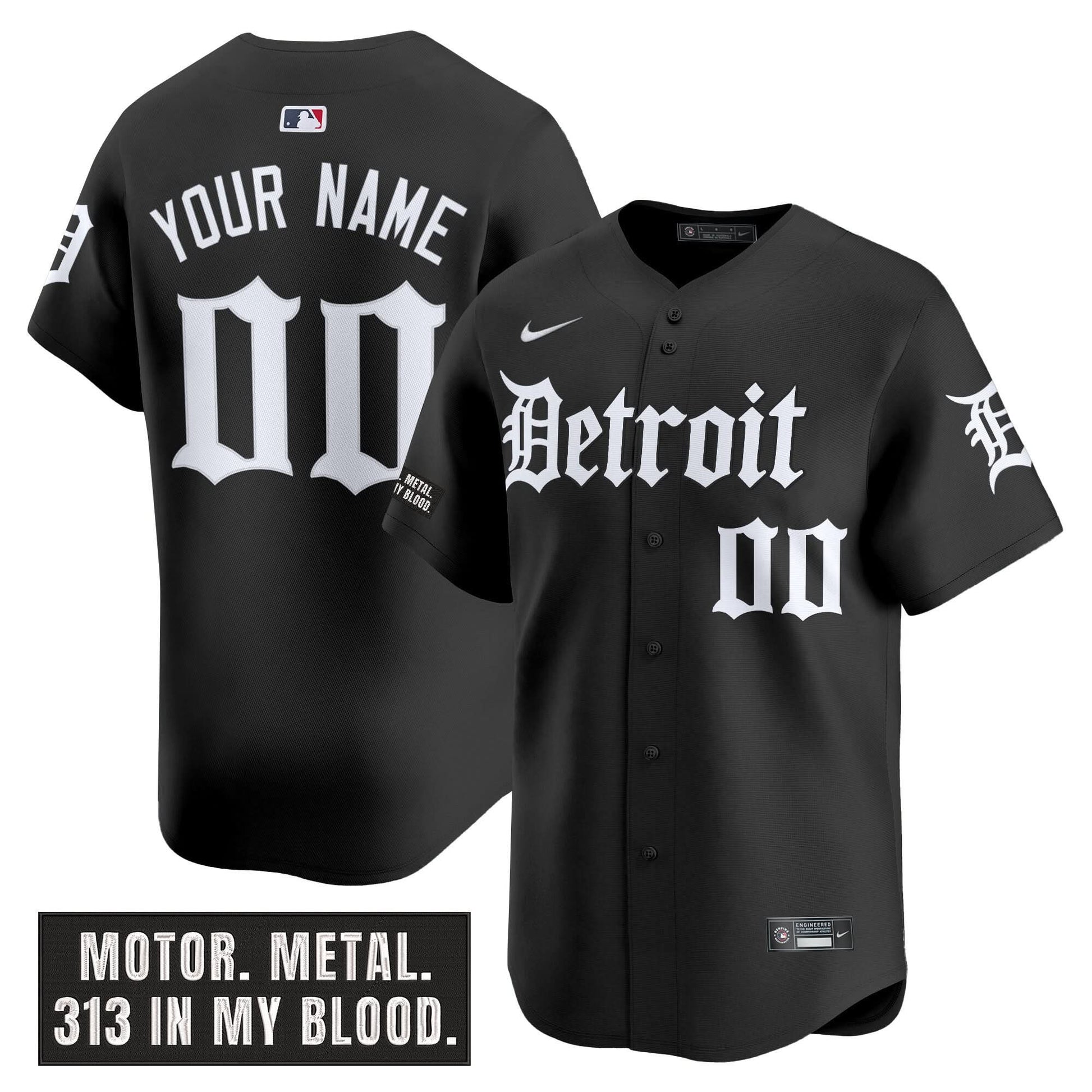 Detroit Tigers 'Motor Gothic Edition' Vapor Premier Limited Custom Jersey - All Stitched