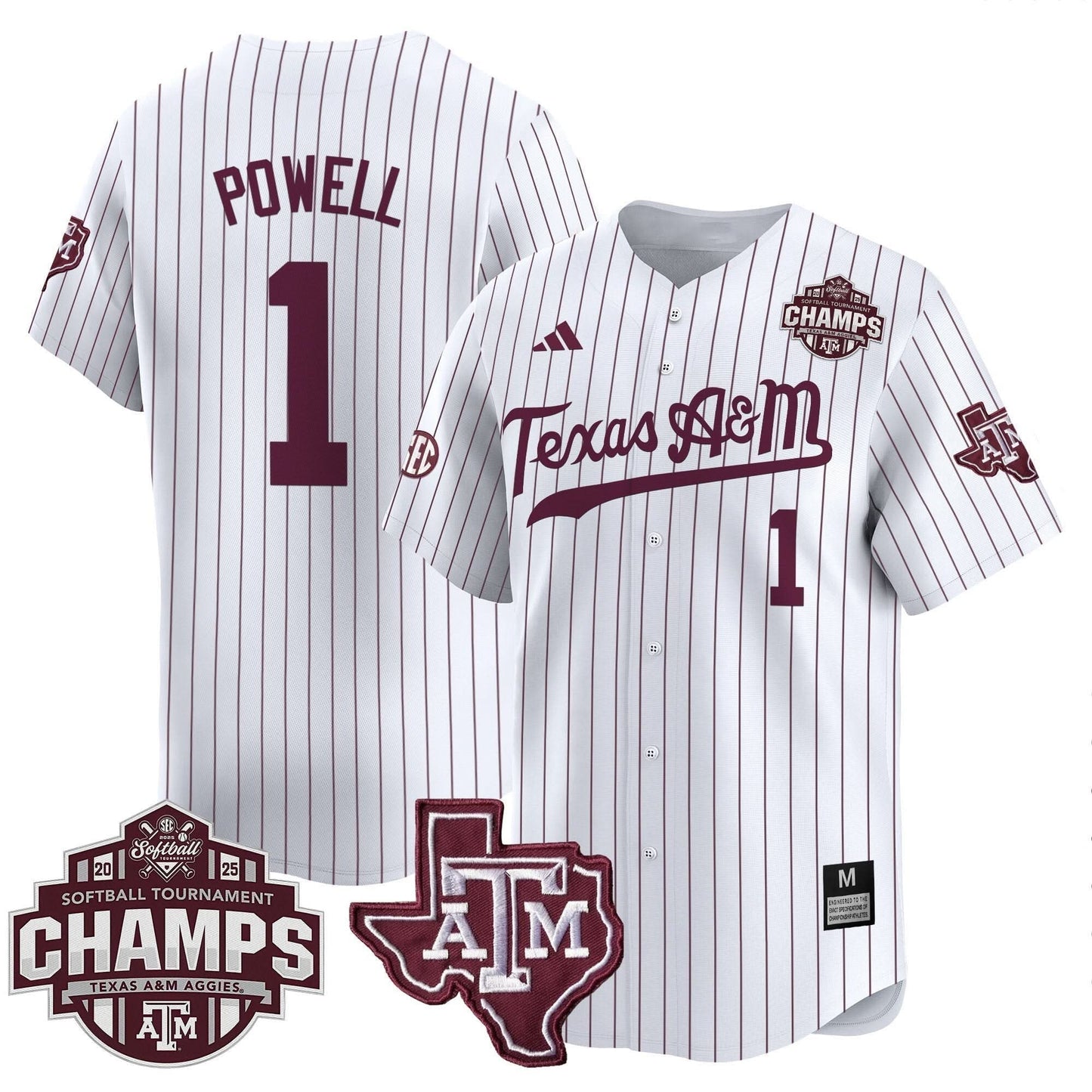 Men's Size - Texas A&M Aggies 2025 SEC Softball Conference Tournament Champions Patch Vapor Premier Limited Jersey - All Stitched