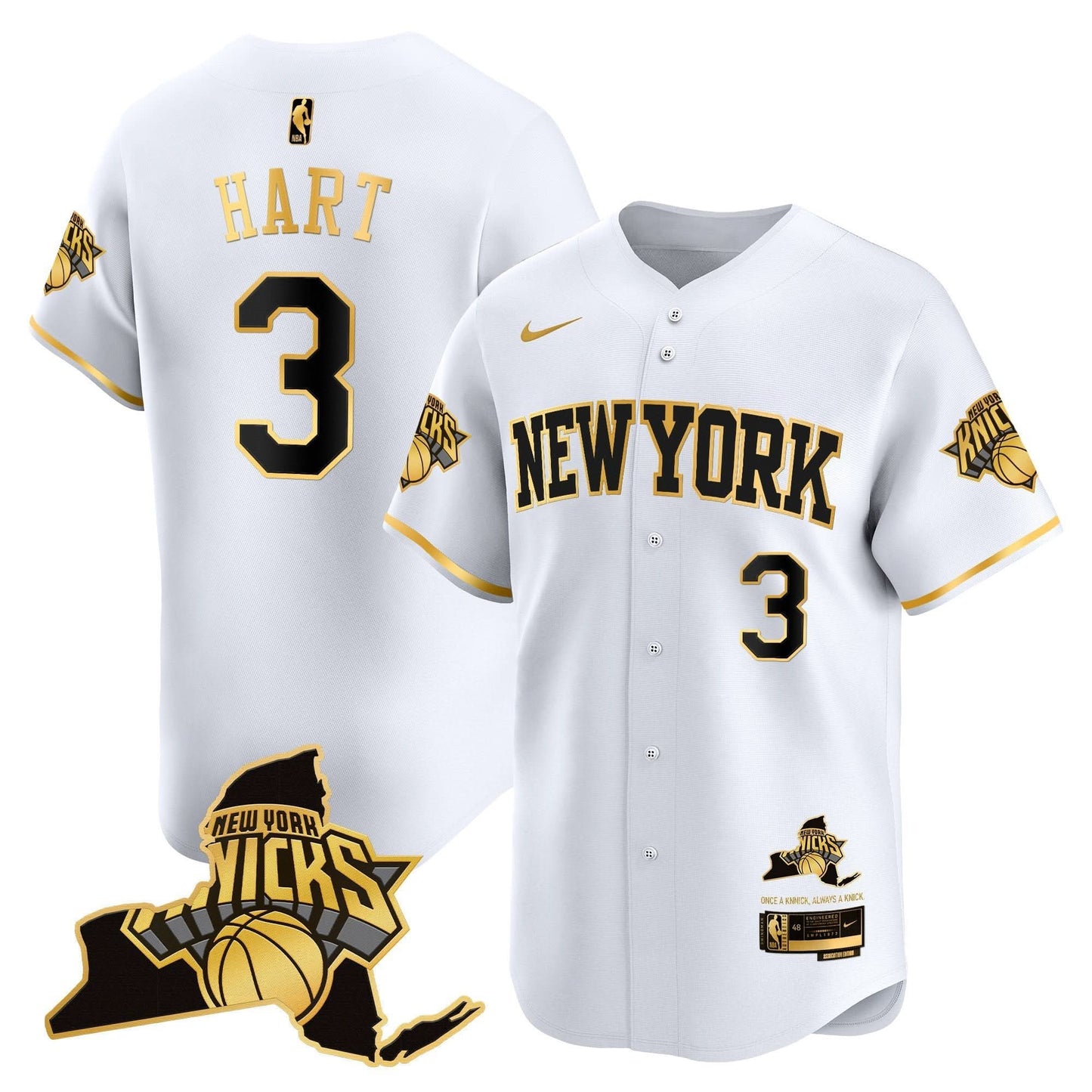 Men's New York Knicks Vapor Baseball Jersey - All Stitched