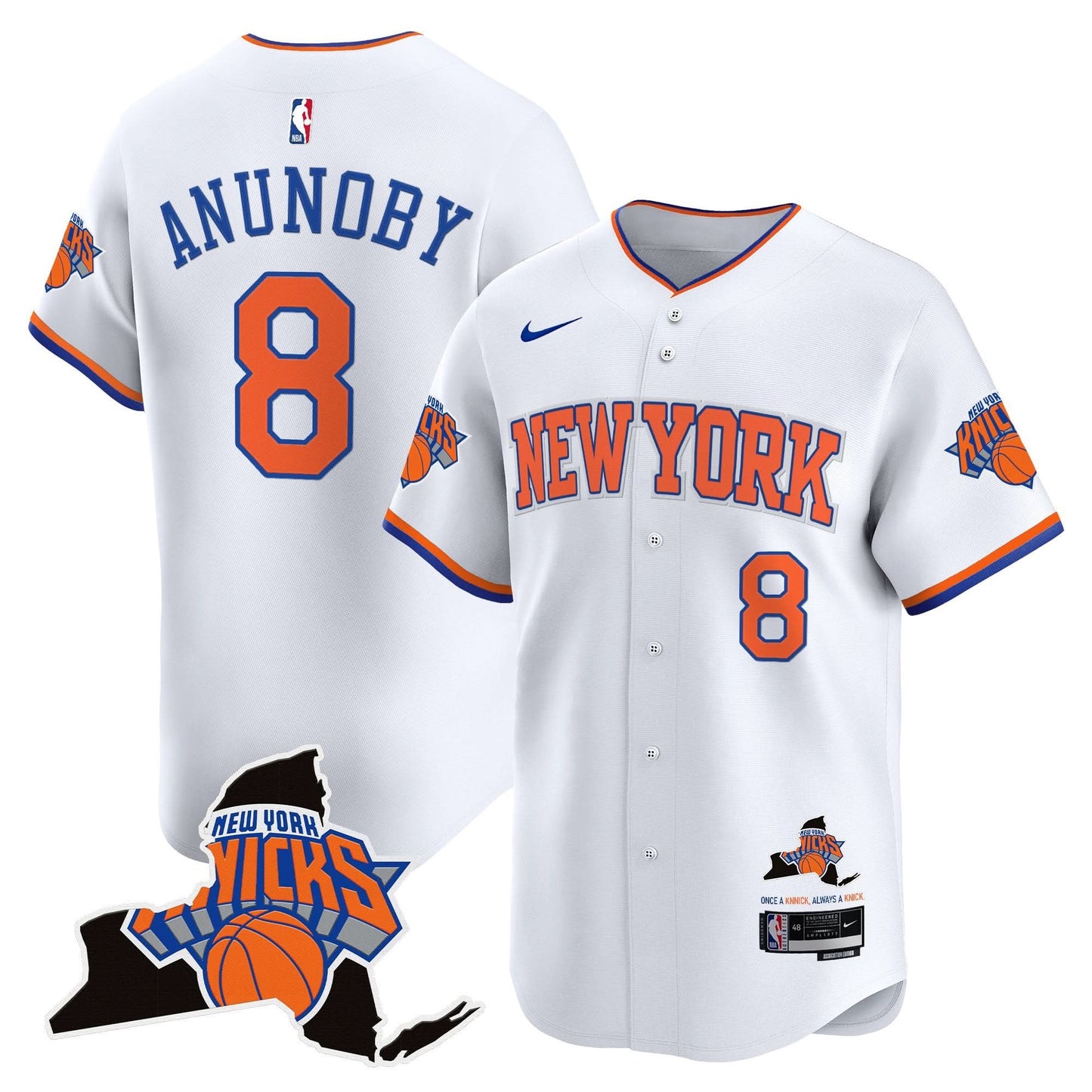 Men's New York Knicks Vapor Baseball Jersey - All Stitched