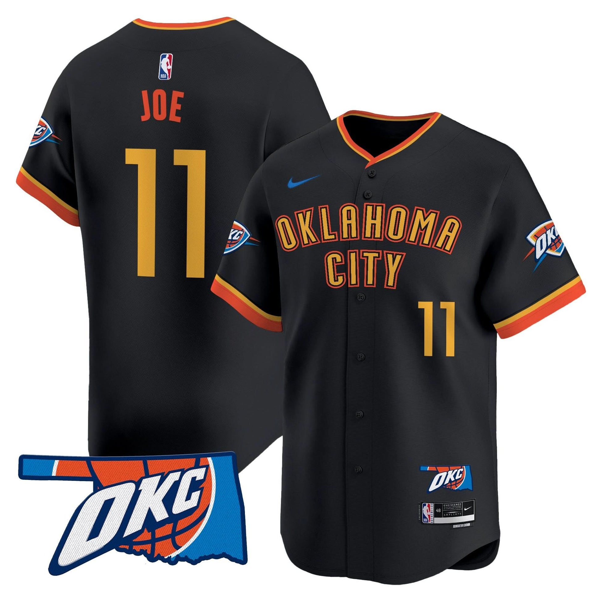 Men's Oklahoma City Thunder Vapor Baseball Jersey - All Stitched