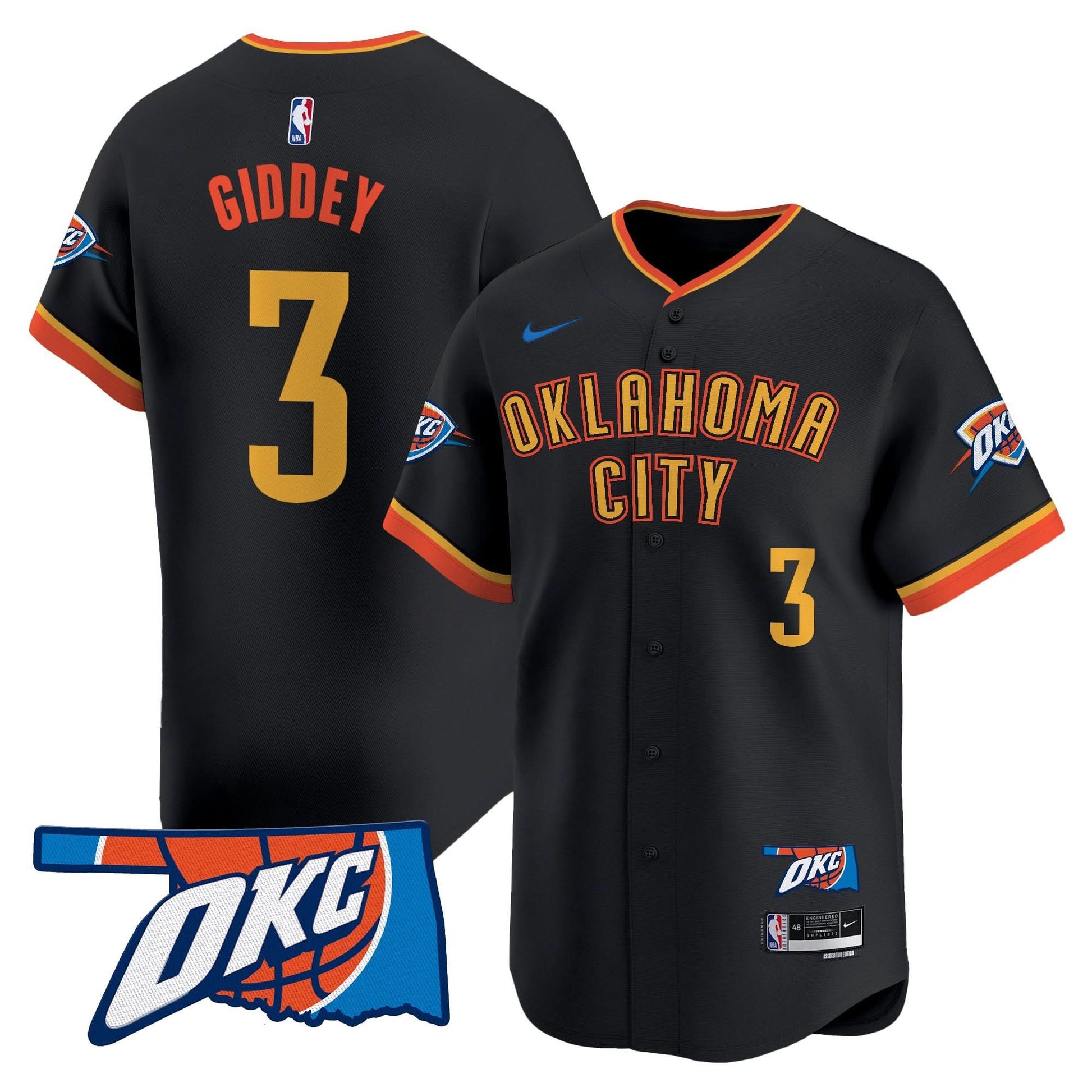 Men's Oklahoma City Thunder Vapor Baseball Jersey - All Stitched