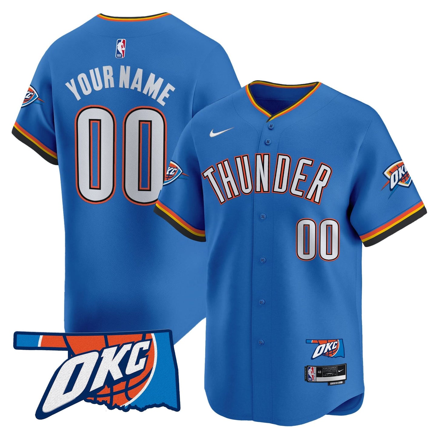 Oklahoma City Thunder Vapor Baseball Custom Jersey - All Stitched