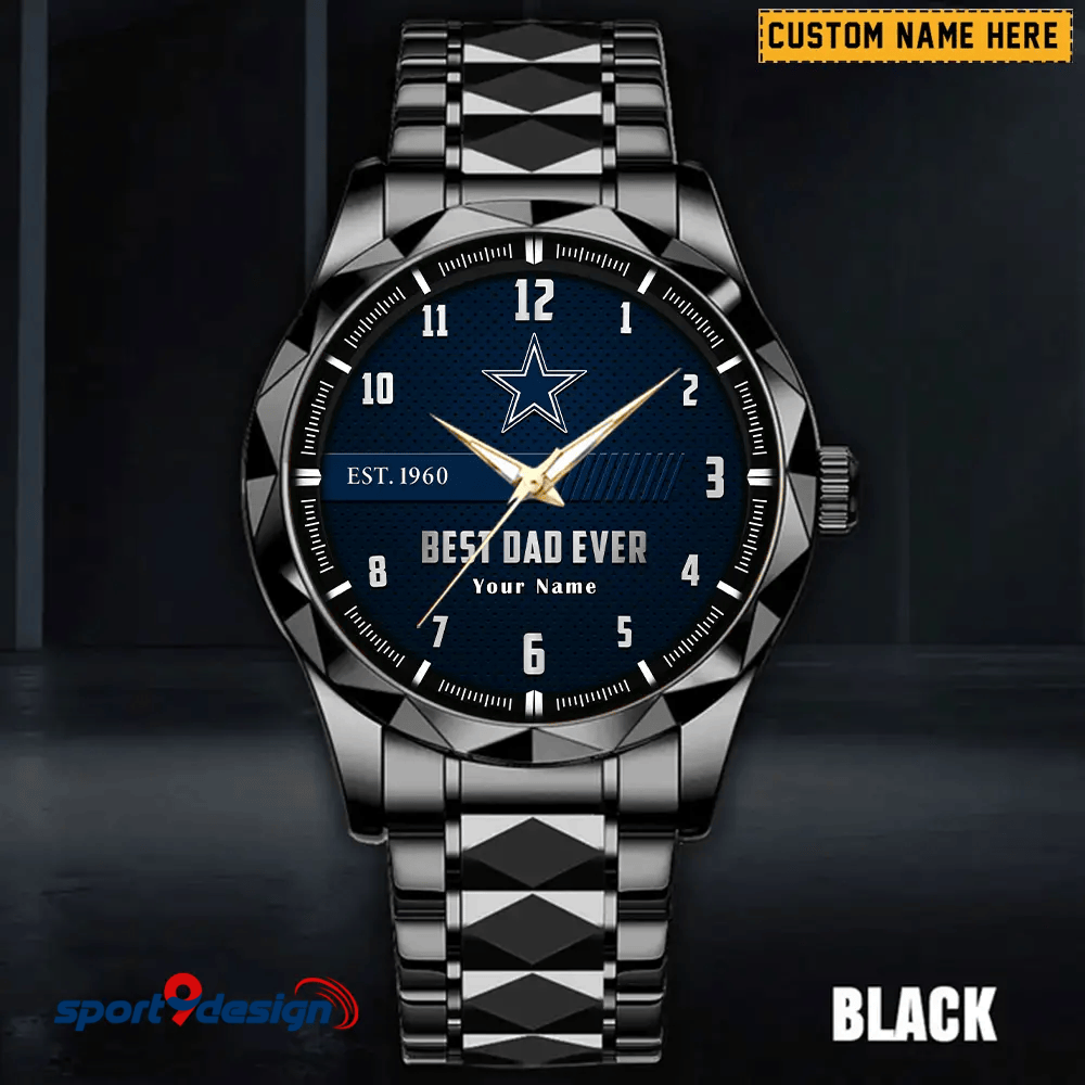 Dallas Cowboys Best Dad Ever Luxury Diamond Men Watch Father's Day Gift