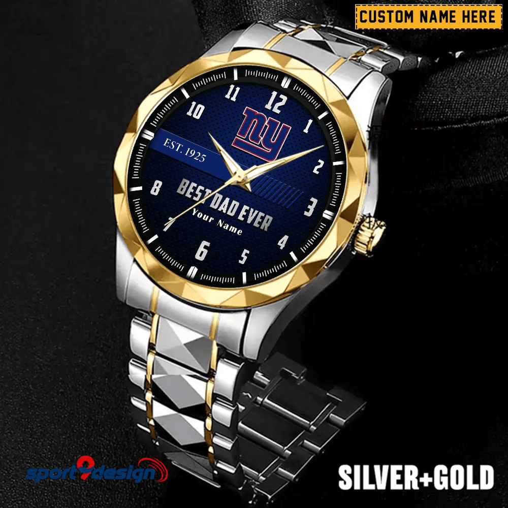 New York Giants Best Dad Ever Luxury Diamond Men Watch Father's Day Gift