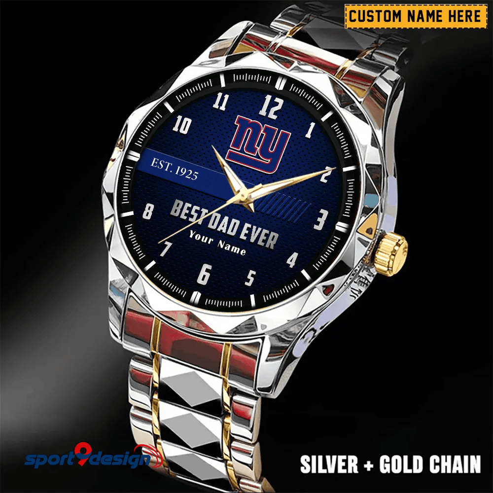 New York Giants Best Dad Ever Luxury Diamond Men Watch Father's Day Gift